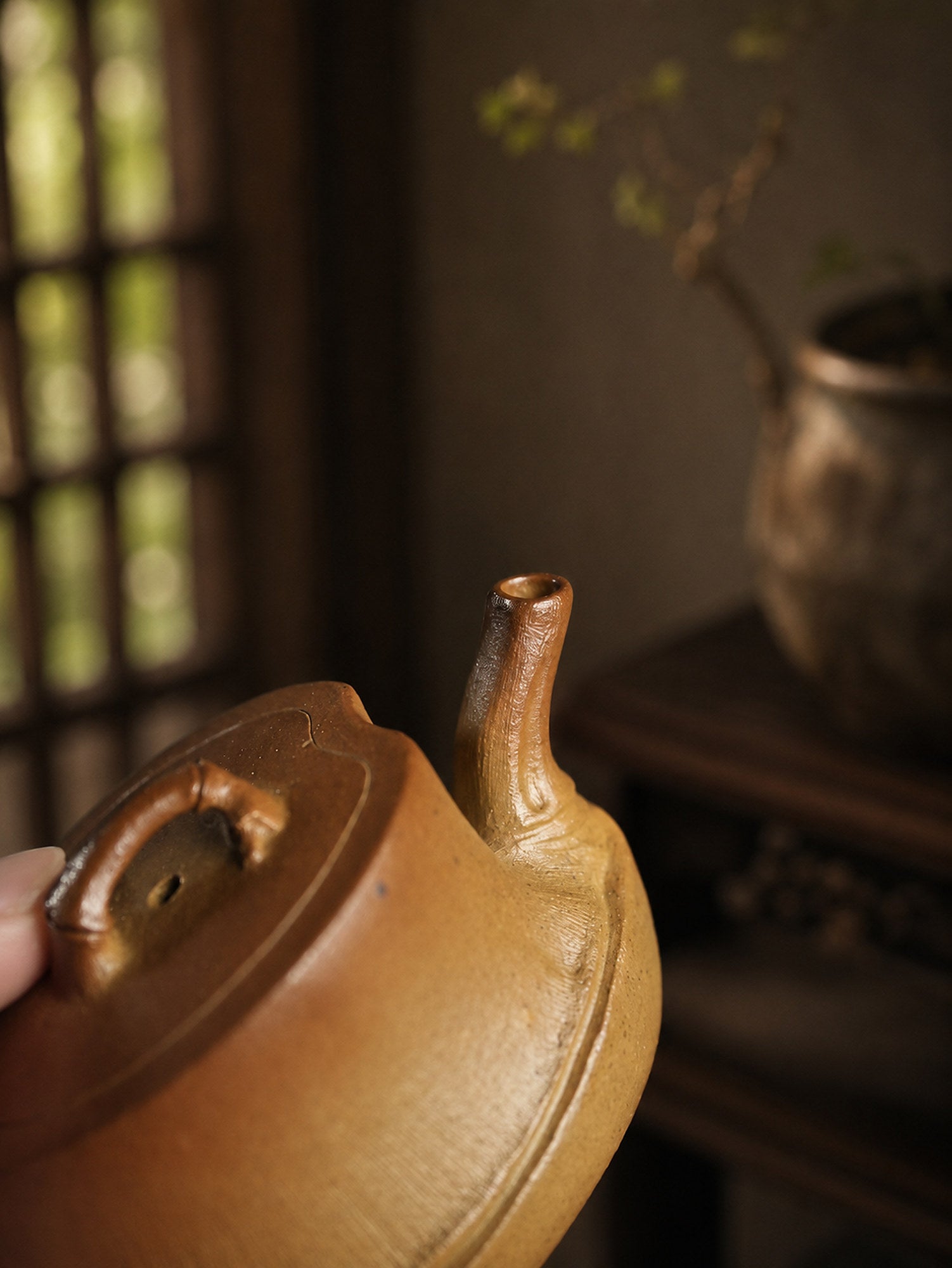 Product view 2 of 80ml Sculptural Form zisha teapot in Golden Duanni Clay, No. 298