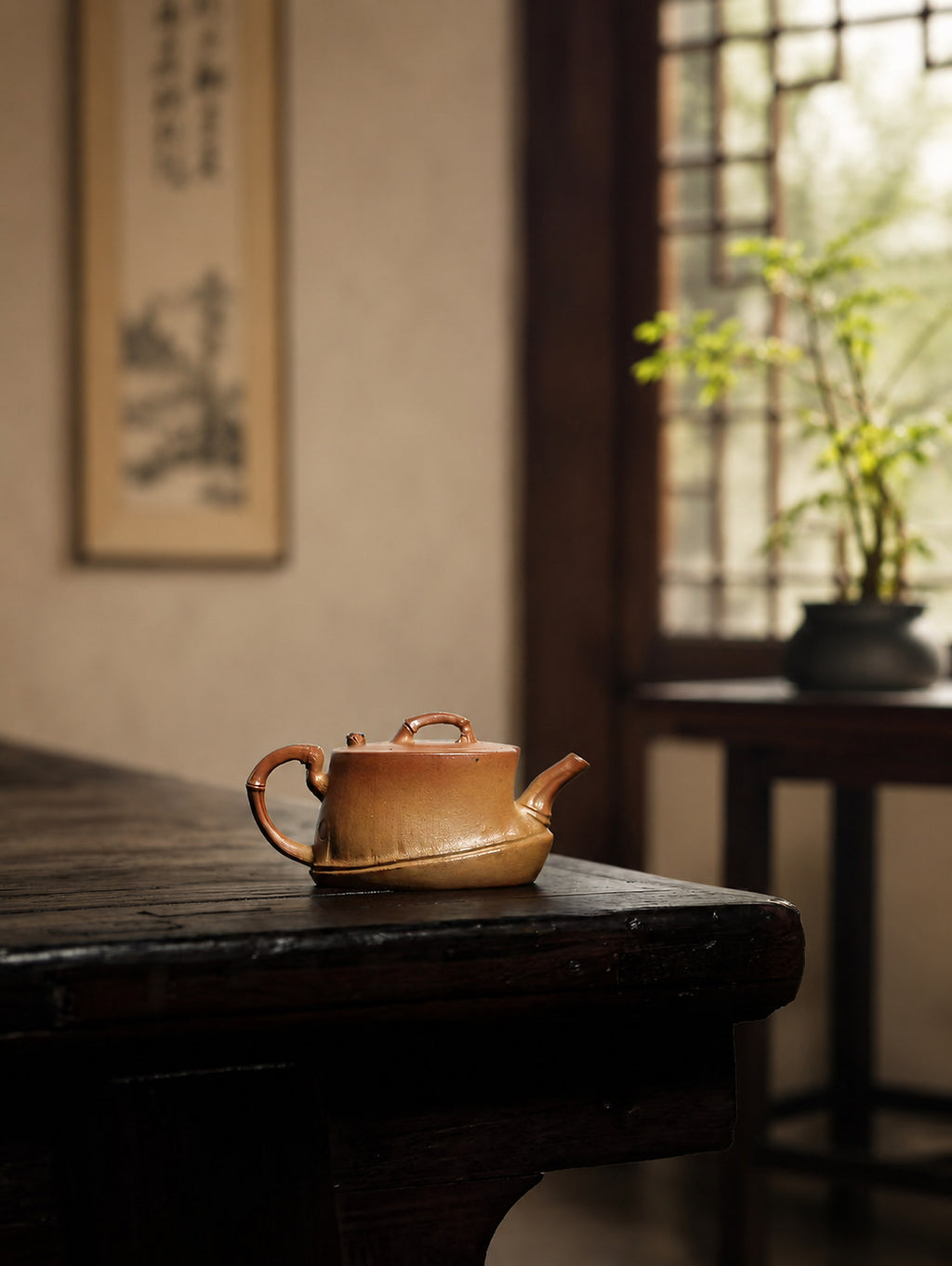 Product view 8 of 80ml Sculptural Form zisha teapot in Golden Duanni Clay, No. 298