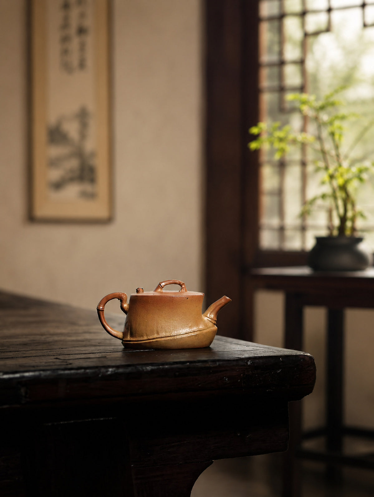 Product view 8 of 80ml Sculptural Form zisha teapot in Golden Duanni Clay, No. 298