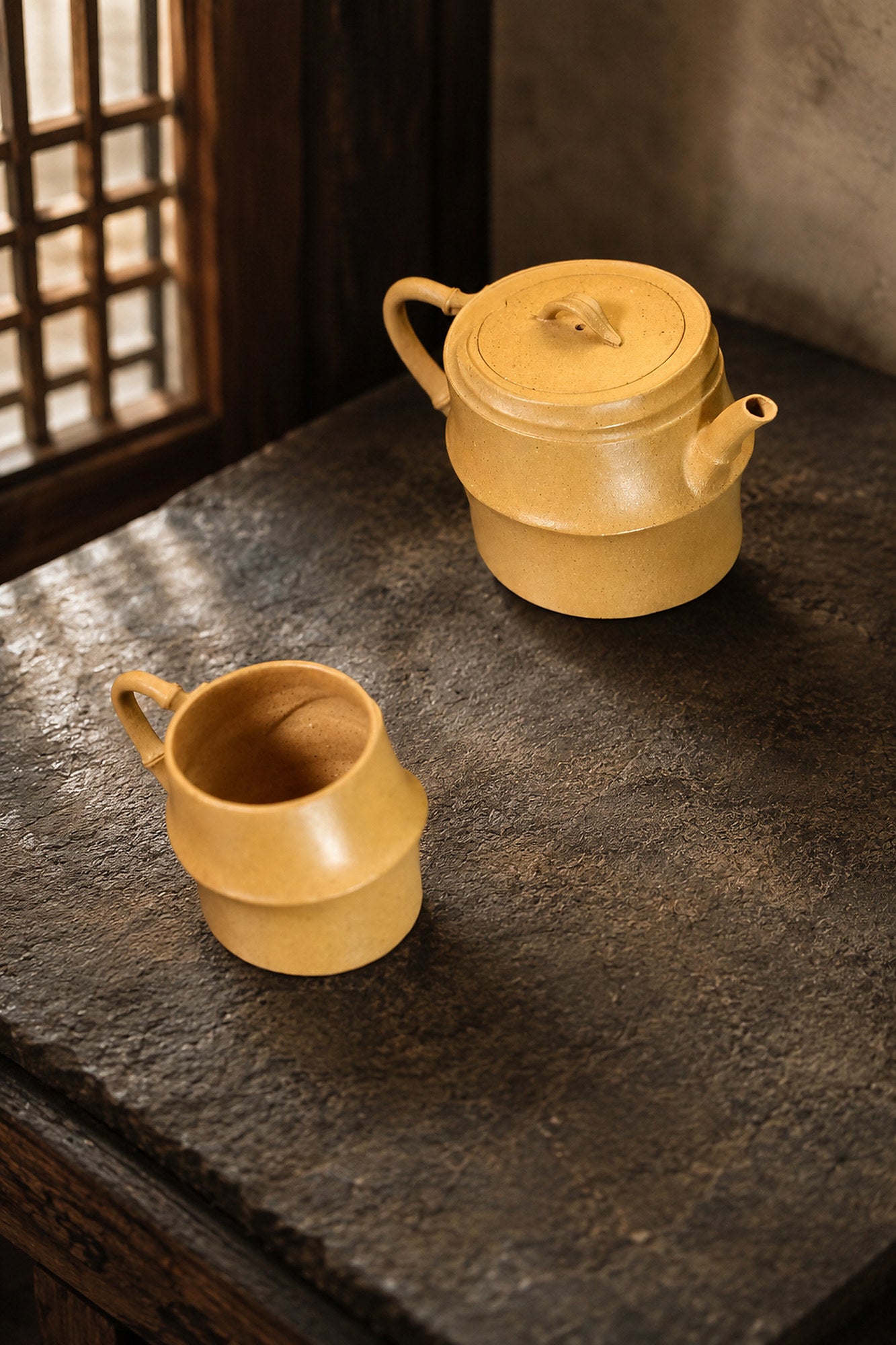 Product view 1 of 125ml Sculptural Form zisha teapot in Golden Duanni Clay, No. 389