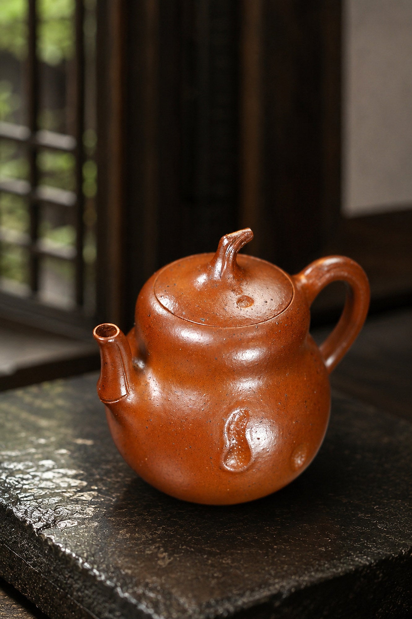 Product view 2 of 130ml Sculptural Form zisha teapot in Golden Duanni Clay, No. 449