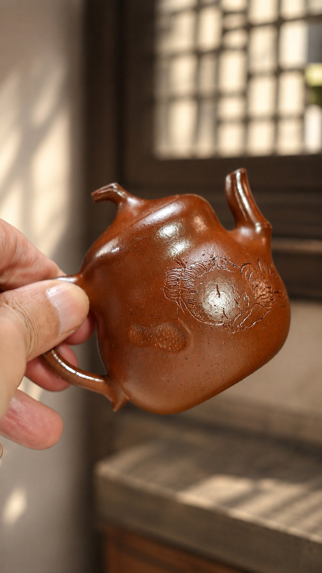 Product view 6 of 130ml Sculptural Form zisha teapot in Golden Duanni Clay, No. 449
