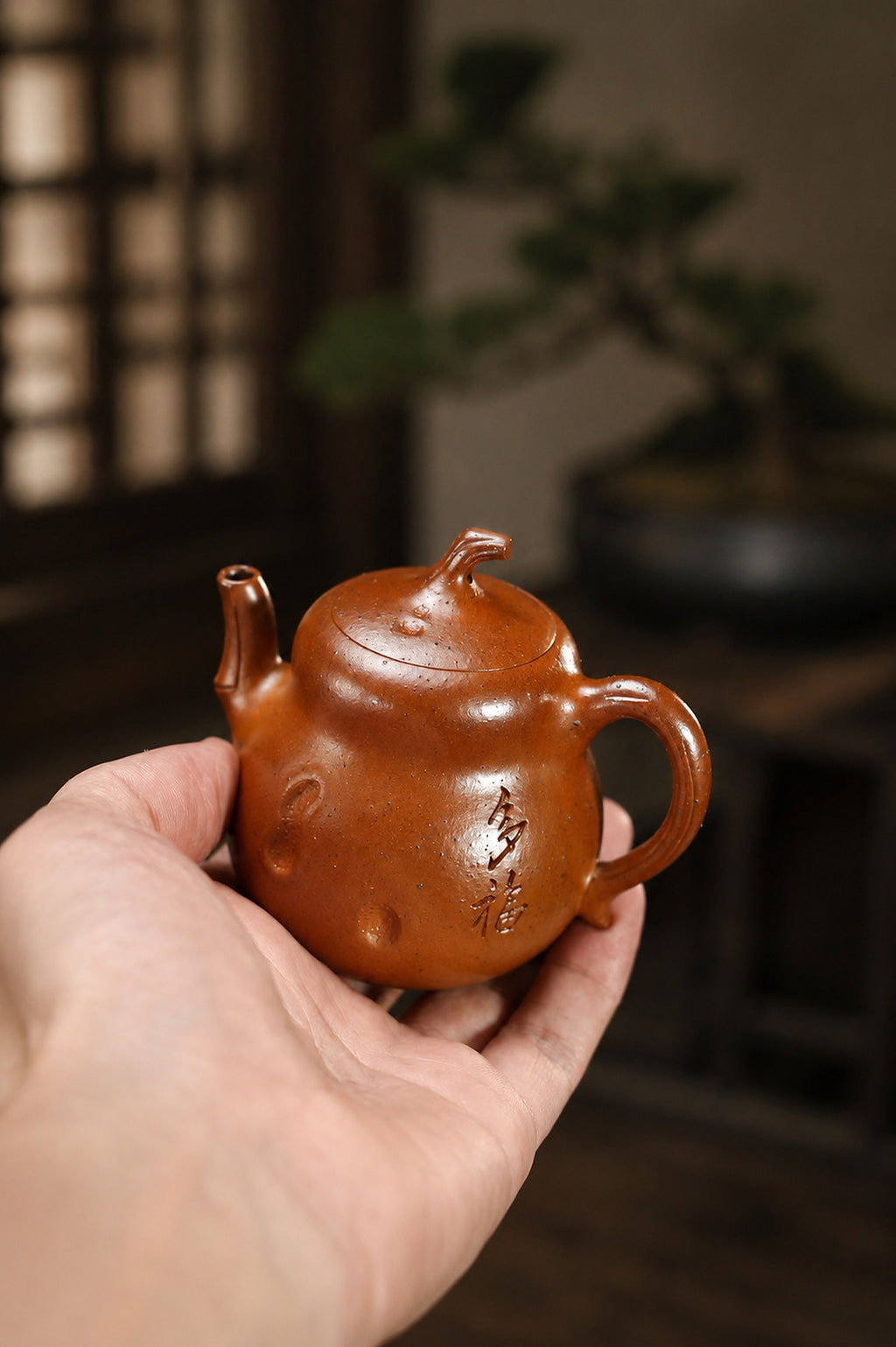 Product view 7 of 130ml Sculptural Form zisha teapot in Golden Duanni Clay, No. 449