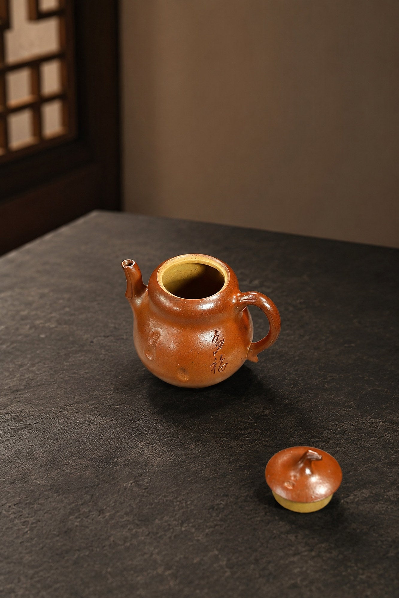 Product view 9 of 130ml Sculptural Form zisha teapot in Golden Duanni Clay, No. 449