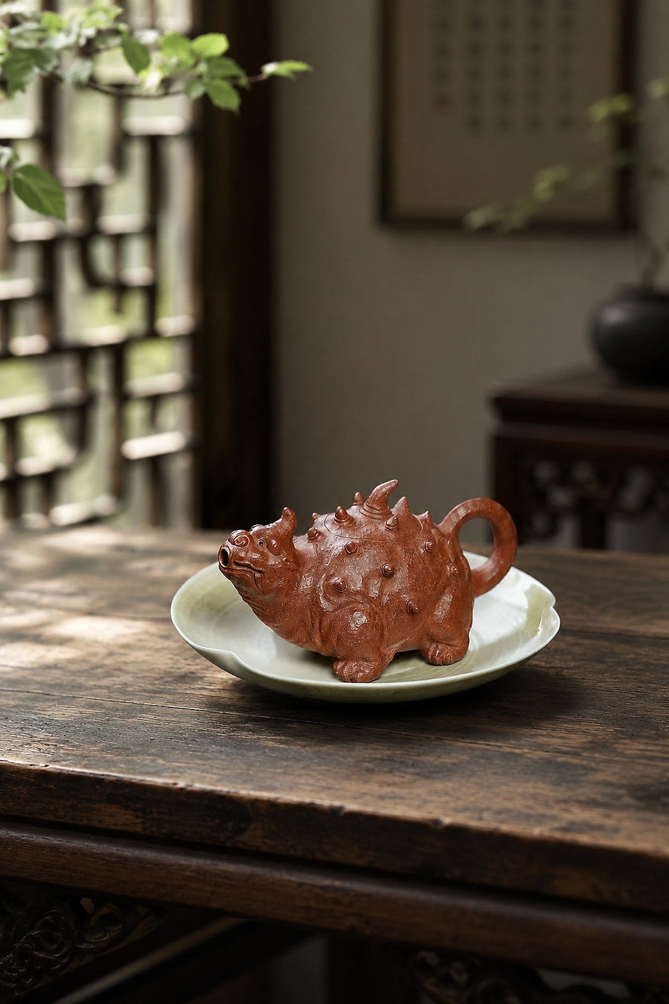 Product view 1 of 150ml Sculptural Form zisha teapot in Red Jiangponi Clay, No. 247