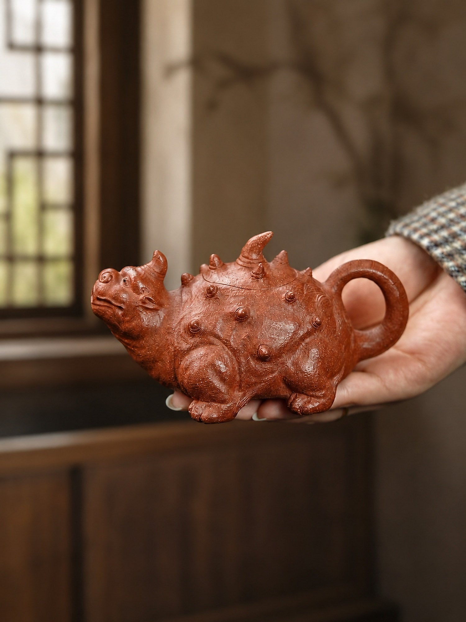 Product view 3 of 150ml Sculptural Form zisha teapot in Red Jiangponi Clay, No. 247
