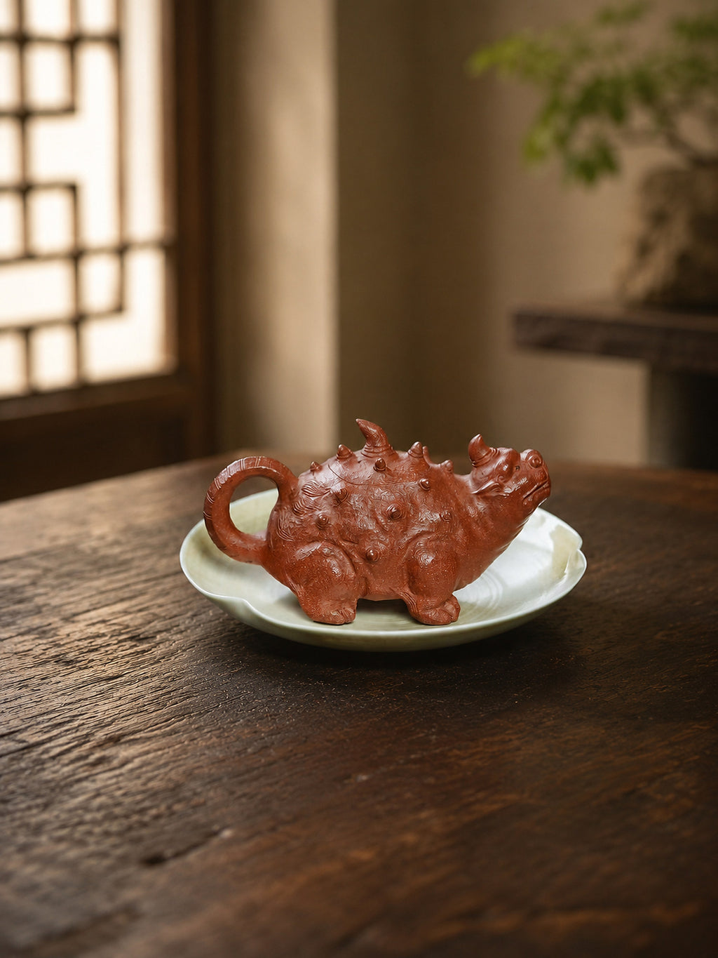 Product view 6 of 150ml Sculptural Form zisha teapot in Red Jiangponi Clay, No. 247