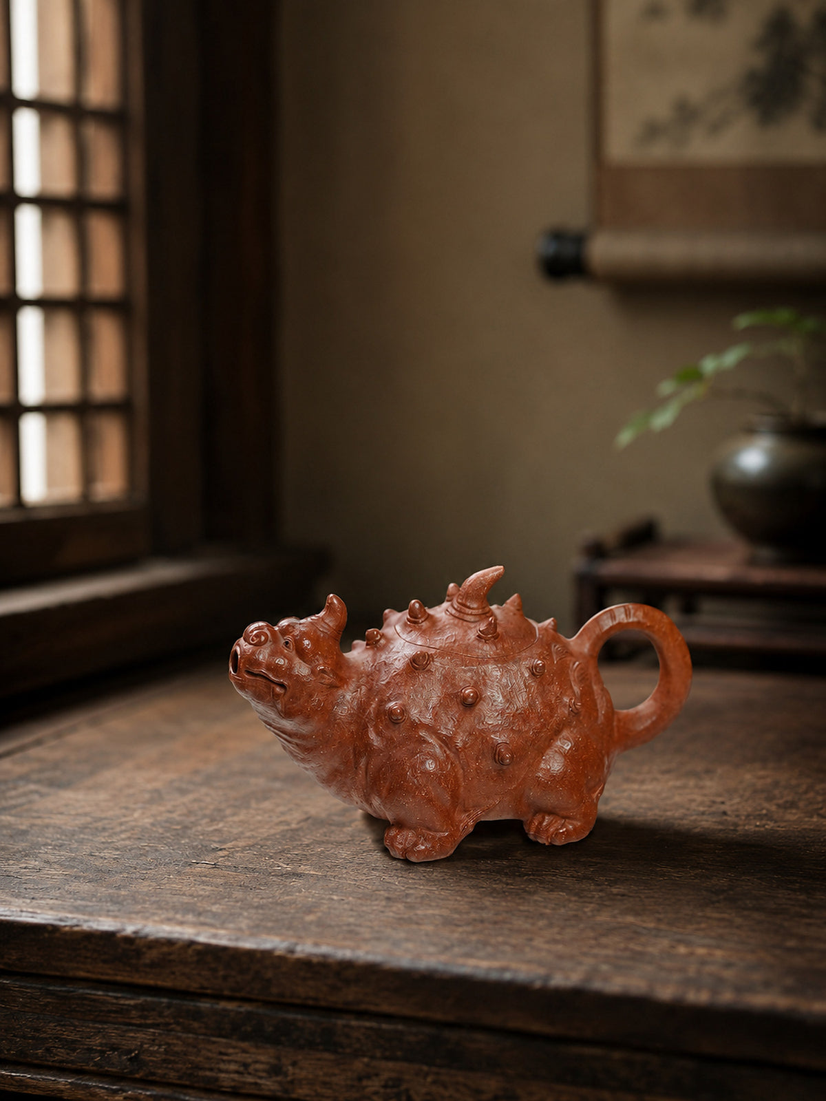 Product view 8 of 150ml Sculptural Form zisha teapot in Red Jiangponi Clay, No. 247