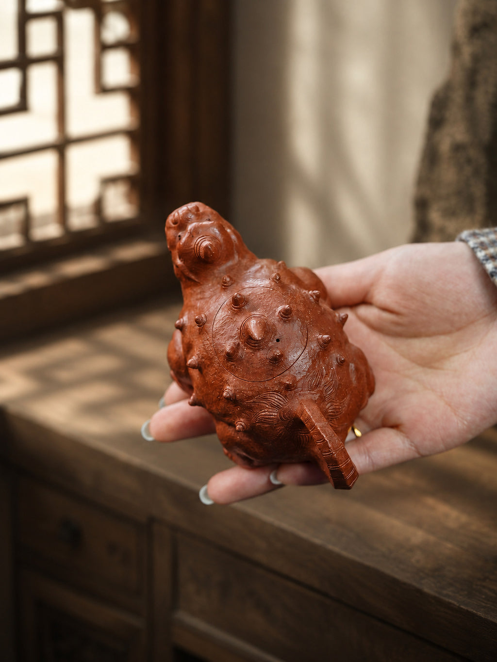 Product view 9 of 150ml Sculptural Form zisha teapot in Red Jiangponi Clay, No. 247