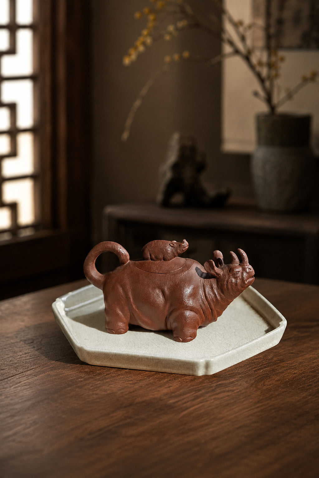 Product view 1 of 220ml Sculptural Form zisha teapot in Red Jiangponi Clay, No. 254