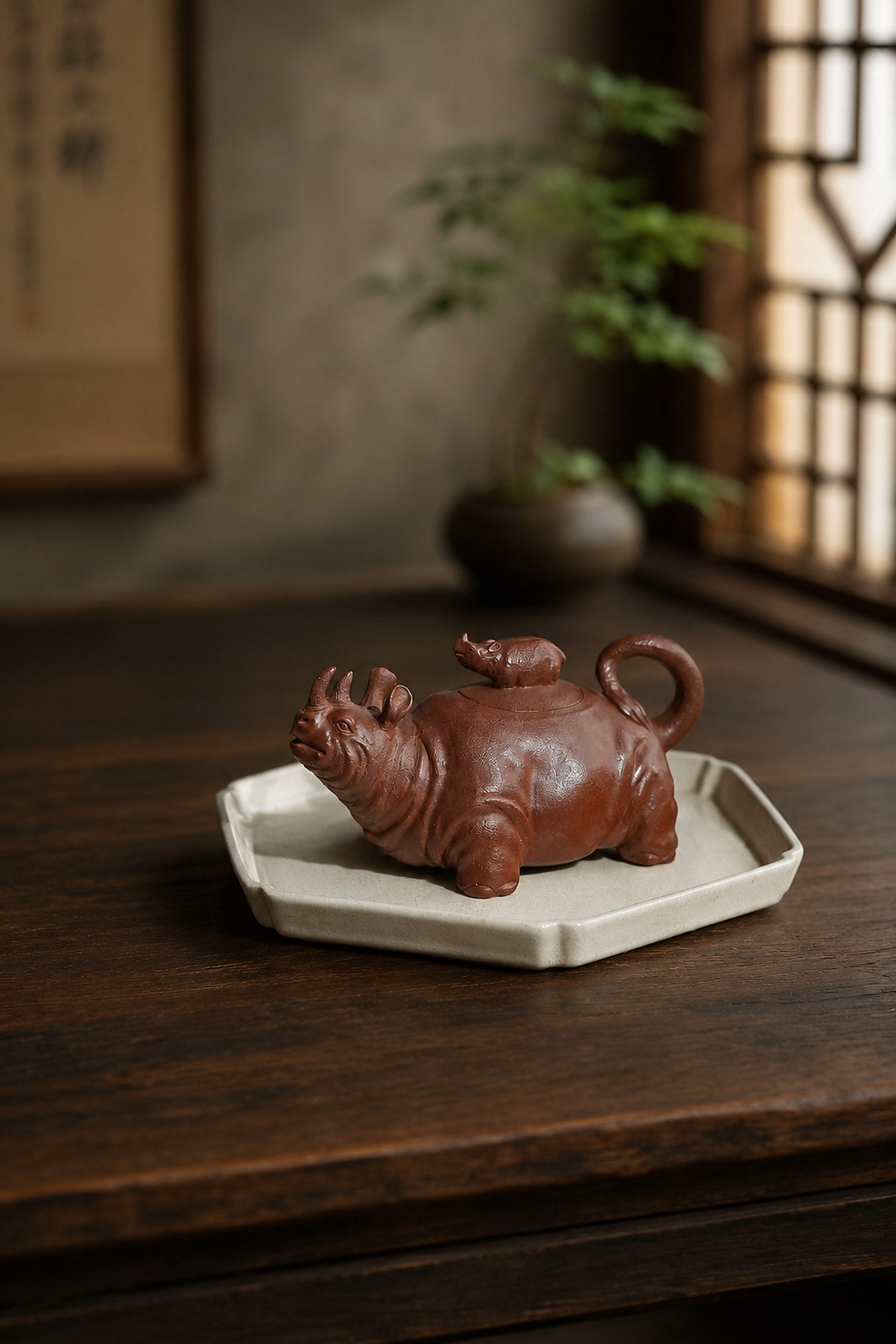 Product view 2 of 220ml Sculptural Form zisha teapot in Red Jiangponi Clay, No. 254