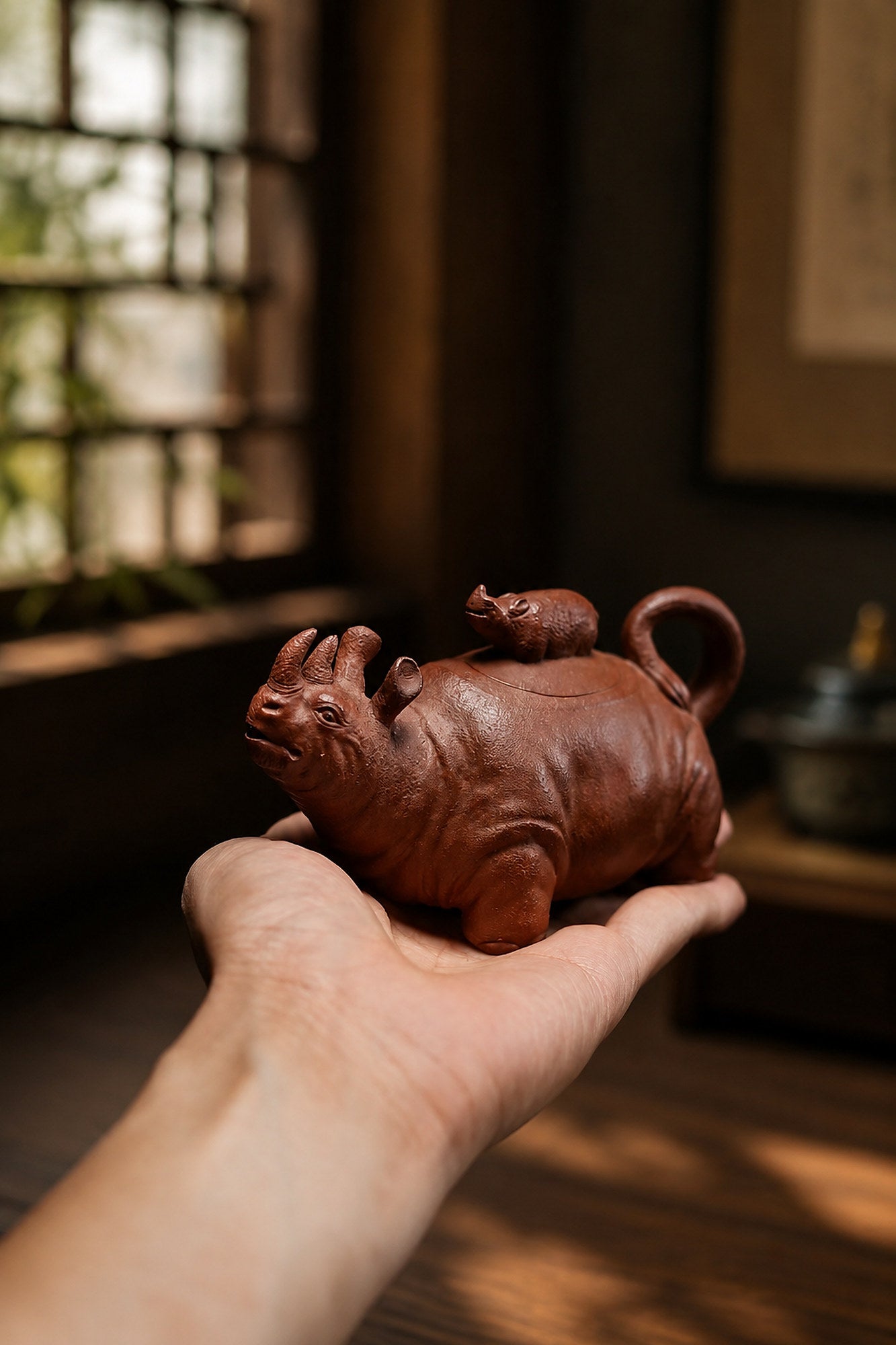 Product view 3 of 220ml Sculptural Form zisha teapot in Red Jiangponi Clay, No. 254