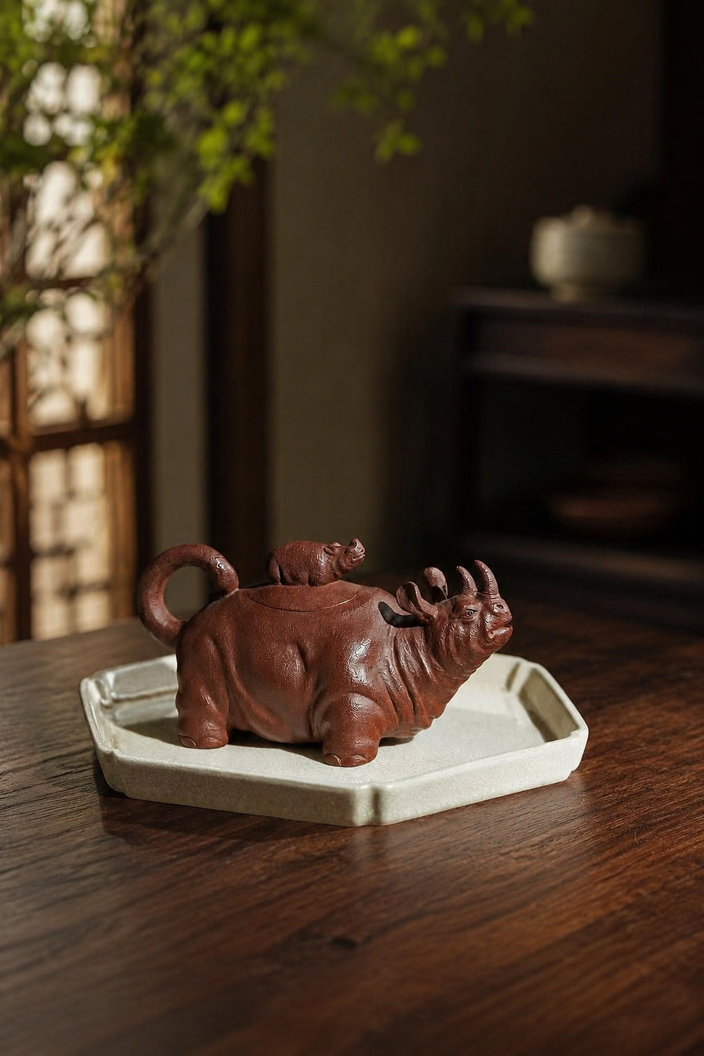 Product view 4 of 220ml Sculptural Form zisha teapot in Red Jiangponi Clay, No. 254
