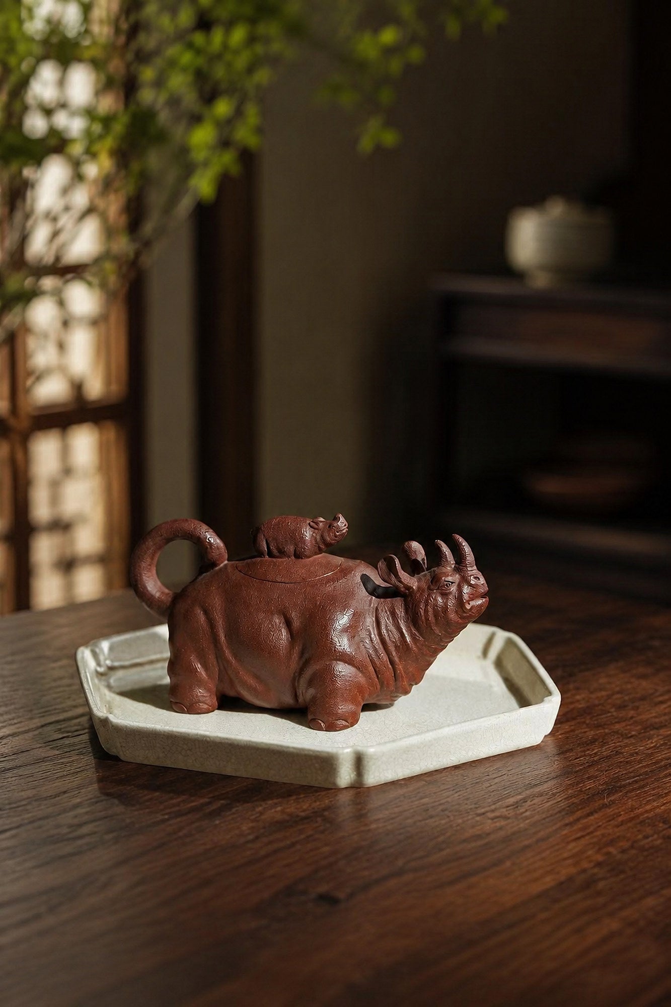 Product view 4 of 220ml Sculptural Form zisha teapot in Red Jiangponi Clay, No. 254