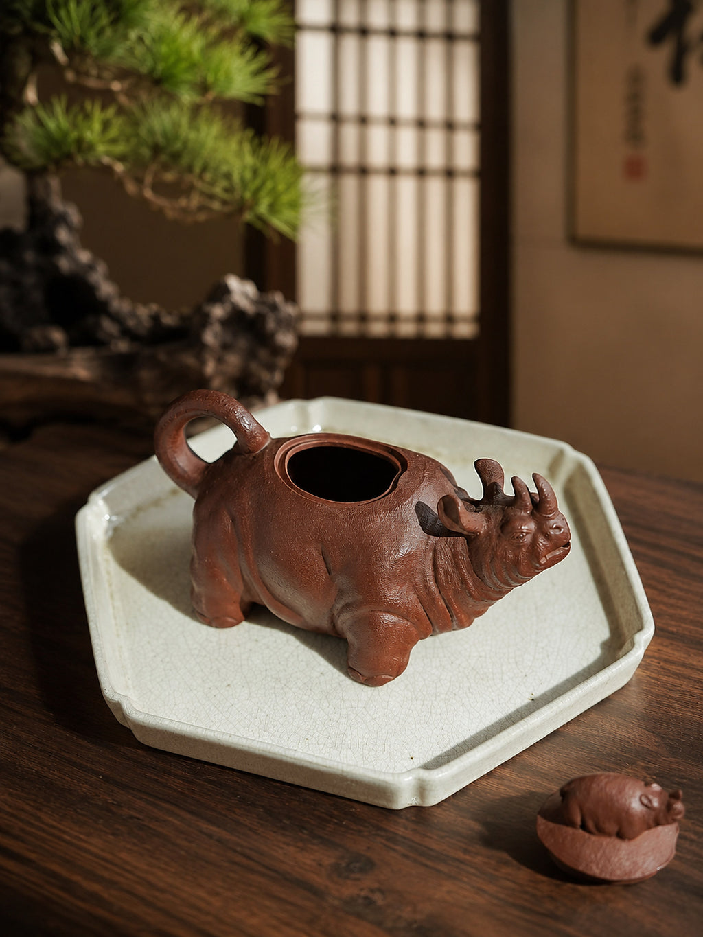 Product view 5 of 220ml Sculptural Form zisha teapot in Red Jiangponi Clay, No. 254
