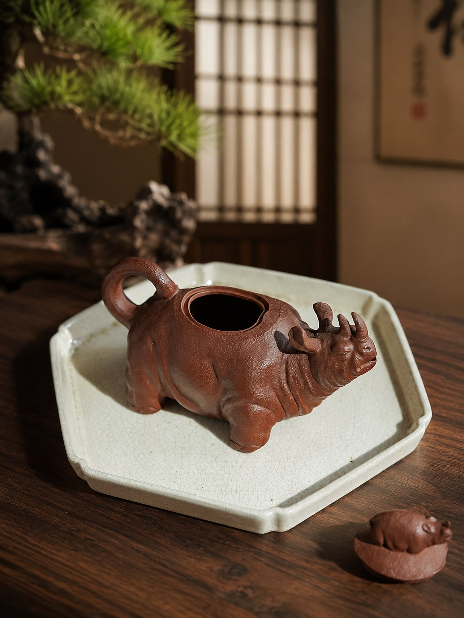 Product view 5 of 220ml Sculptural Form zisha teapot in Red Jiangponi Clay, No. 254