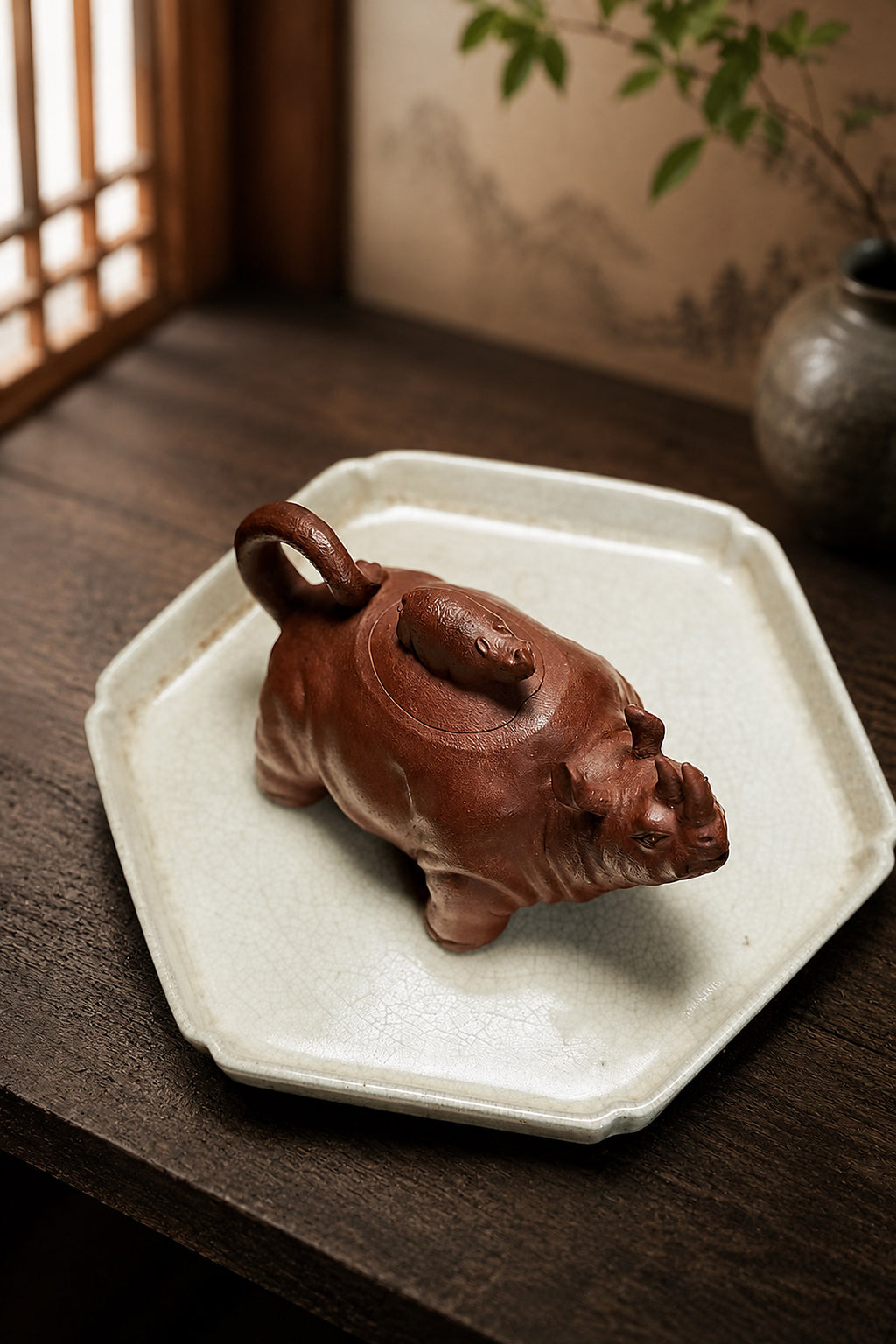Product view 6 of 220ml Sculptural Form zisha teapot in Red Jiangponi Clay, No. 254