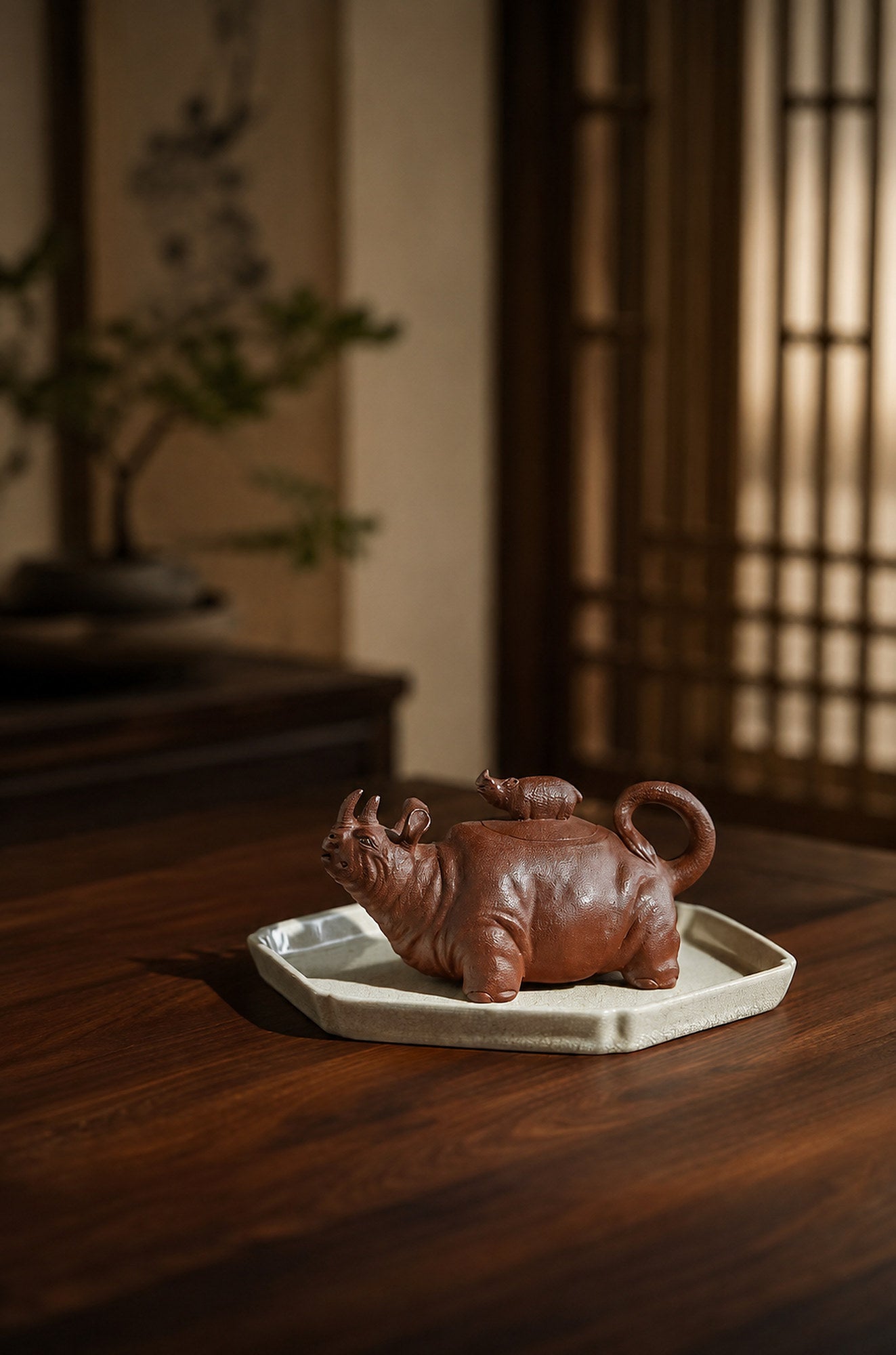 Product view 7 of 220ml Sculptural Form zisha teapot in Red Jiangponi Clay, No. 254