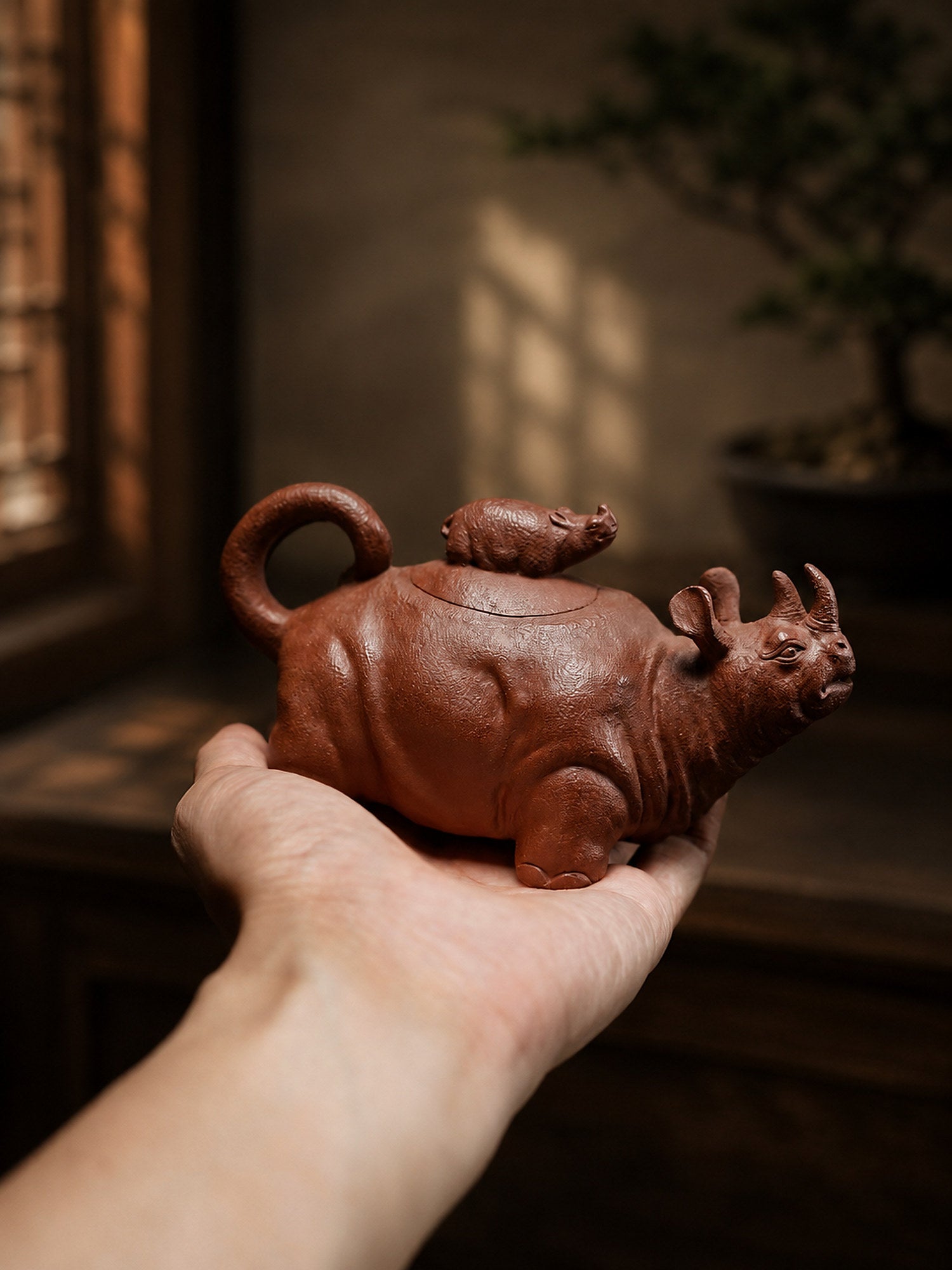 Product view 9 of 220ml Sculptural Form zisha teapot in Red Jiangponi Clay, No. 254