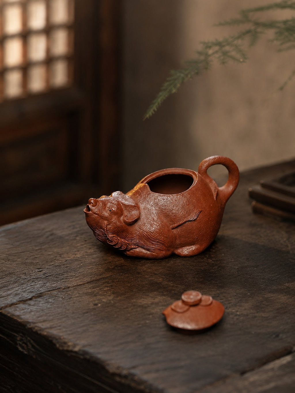 Product view 3 of 135ml Sculptural Form zisha teapot in Red Jiangponi Clay, No. 262