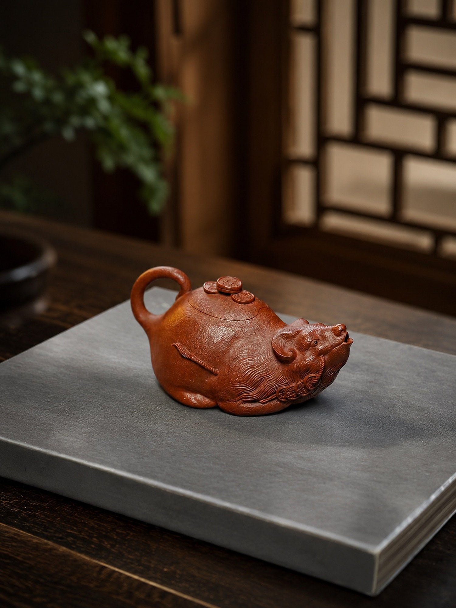 Product view 4 of 135ml Sculptural Form zisha teapot in Red Jiangponi Clay, No. 262