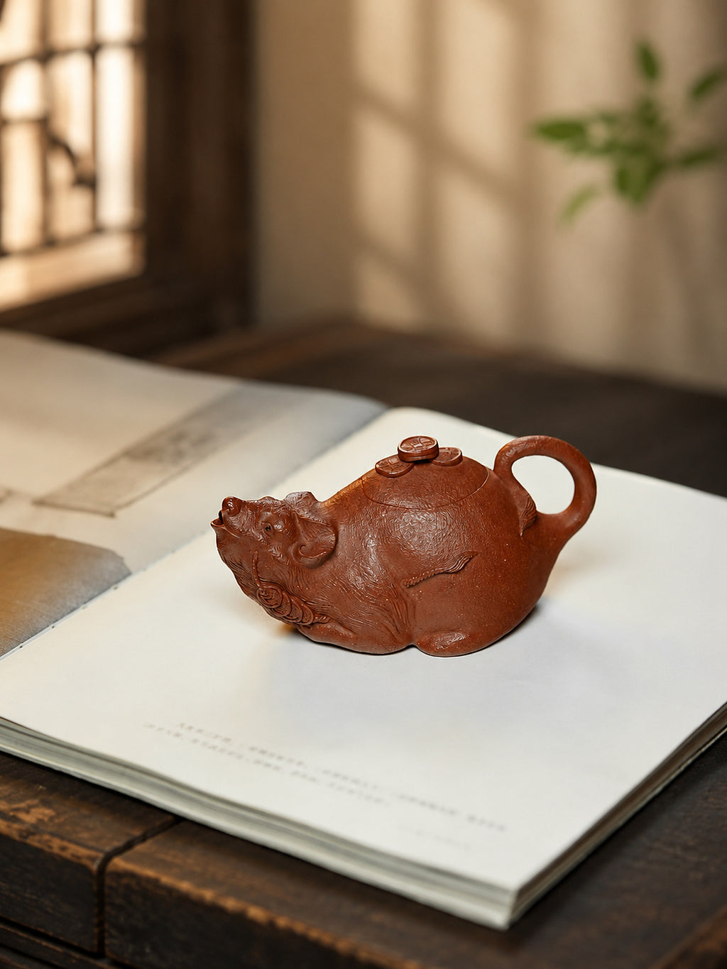 Product view 9 of 135ml Sculptural Form zisha teapot in Red Jiangponi Clay, No. 262