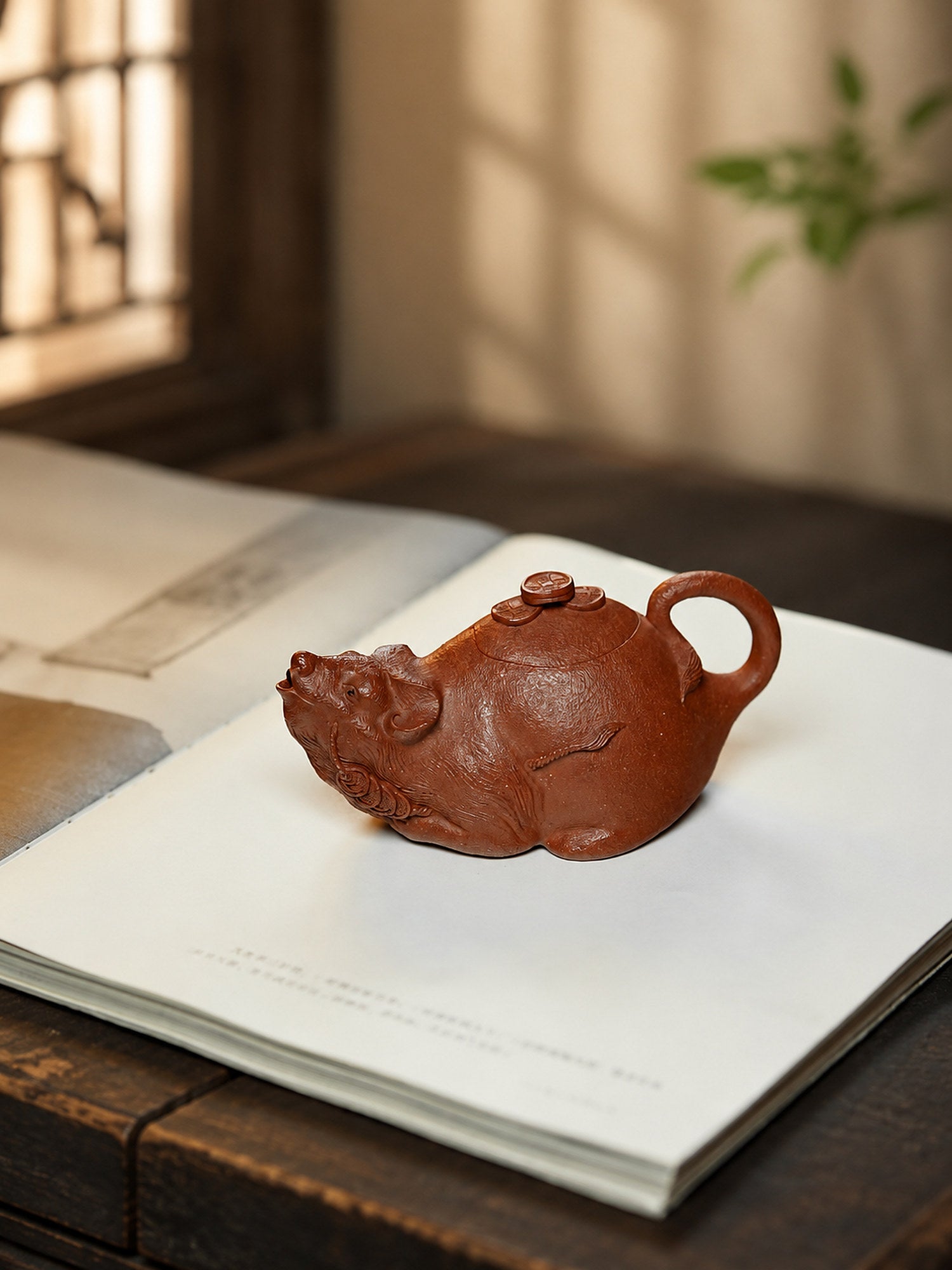 Product view 9 of 135ml Sculptural Form zisha teapot in Red Jiangponi Clay, No. 262