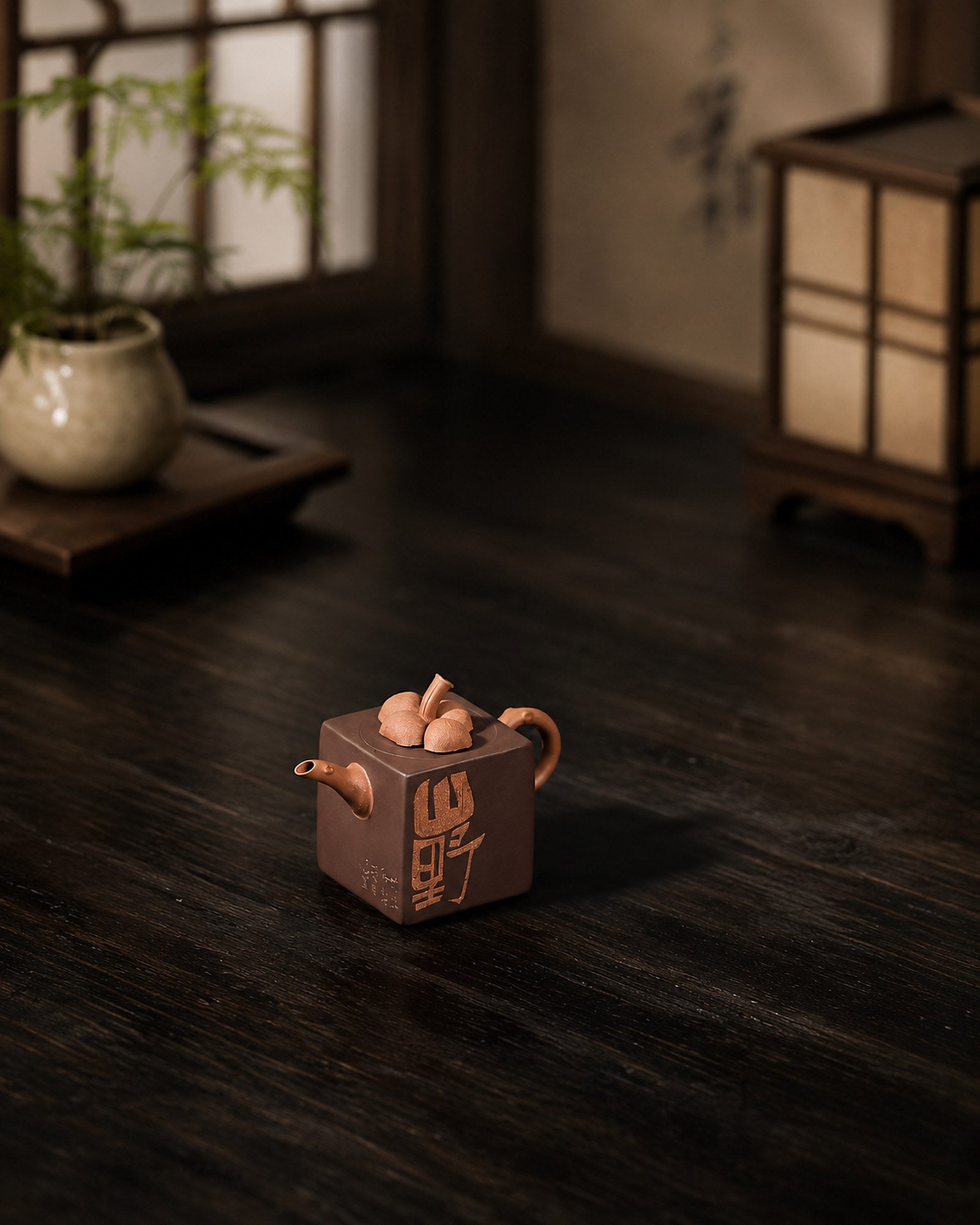 Product view 4 of 100ml Sculptural Form zisha teapot in Red Jiangponi Clay, No. 305
