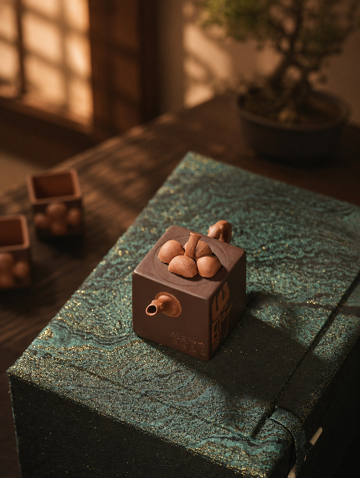 Product view 8 of 100ml Sculptural Form zisha teapot in Red Jiangponi Clay, No. 305