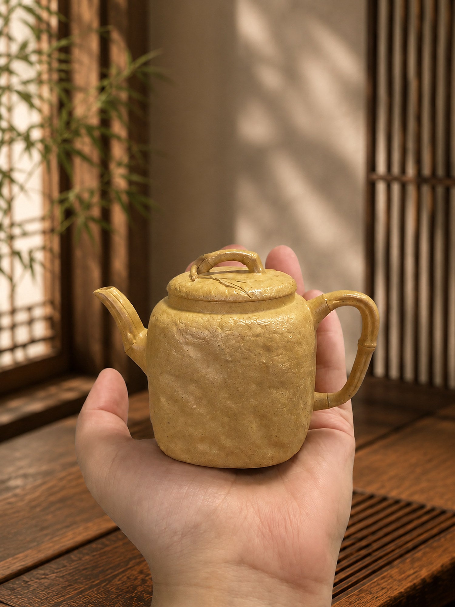 Product view 2 of 120ml Square Form zisha teapot in Aged Duanni Clay, No. 019
