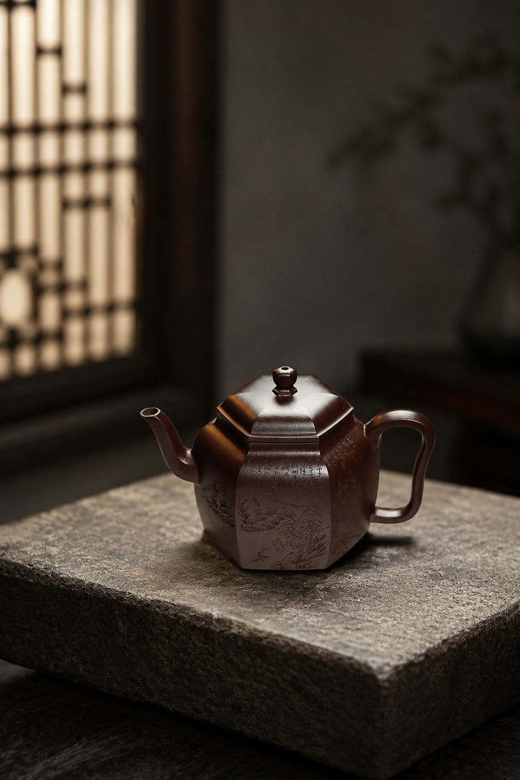 Product view 1 of 120ml Square Form zisha teapot in Aged Zini Clay, No. 437