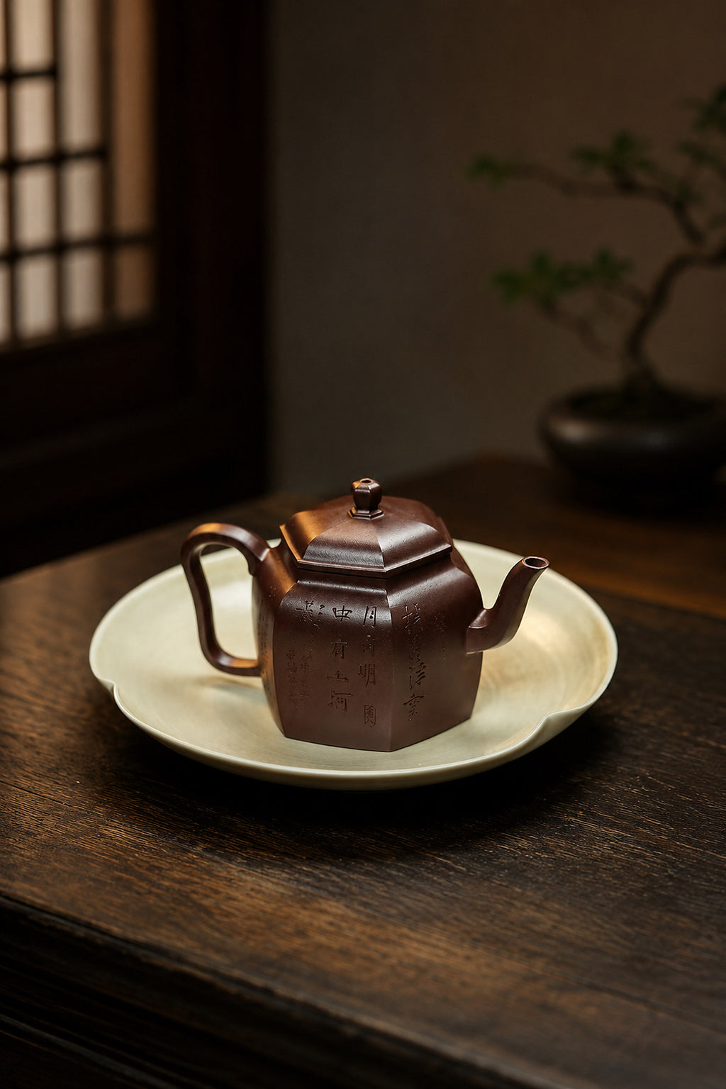 Product view 7 of 120ml Square Form zisha teapot in Aged Zini Clay, No. 437