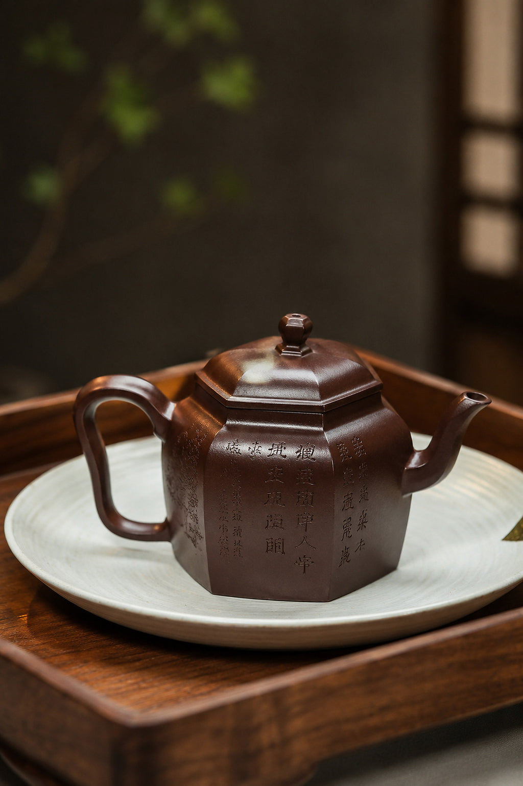 Product view 8 of 120ml Square Form zisha teapot in Aged Zini Clay, No. 437
