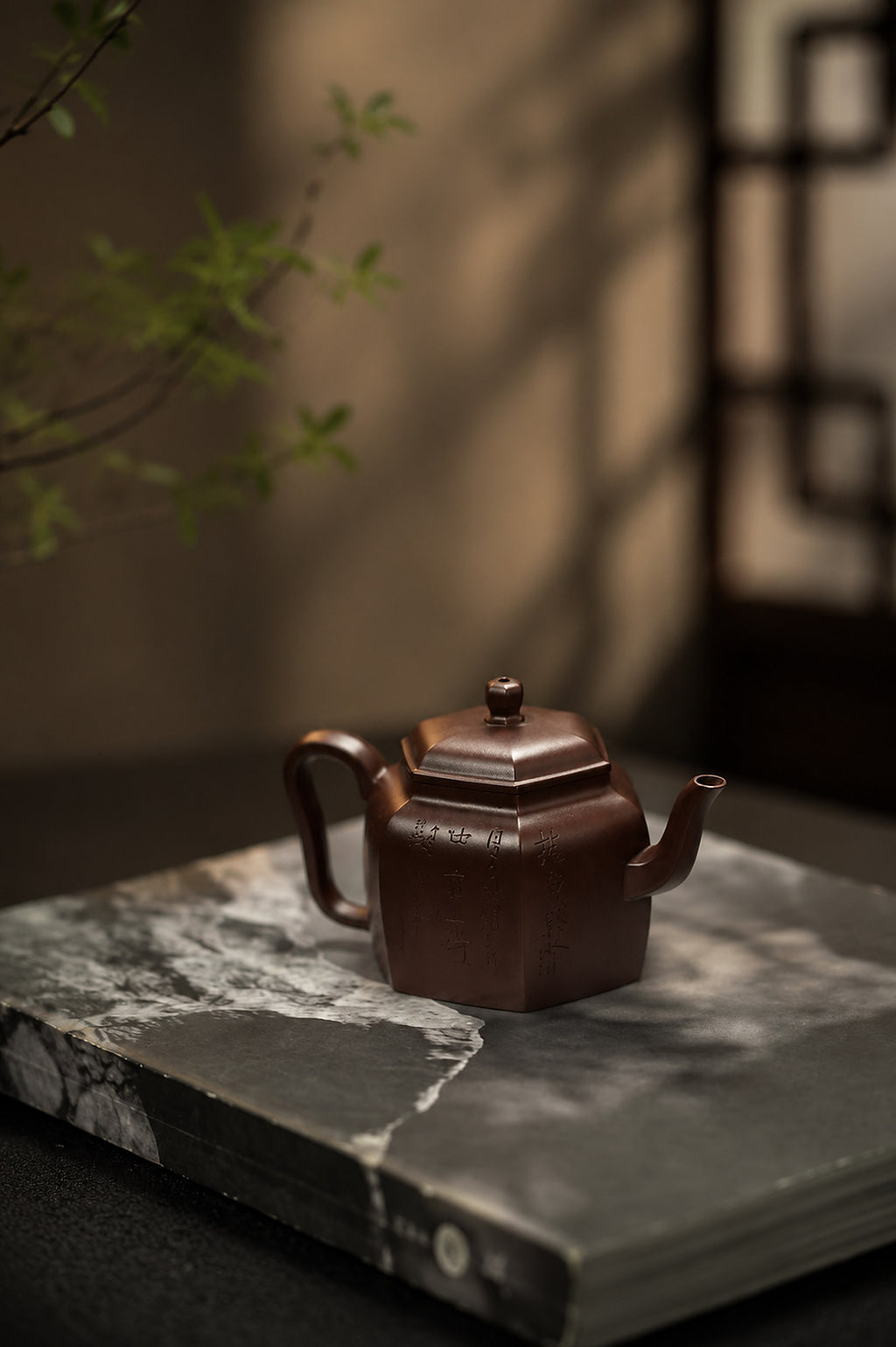 Product view 9 of 120ml Square Form zisha teapot in Aged Zini Clay, No. 437