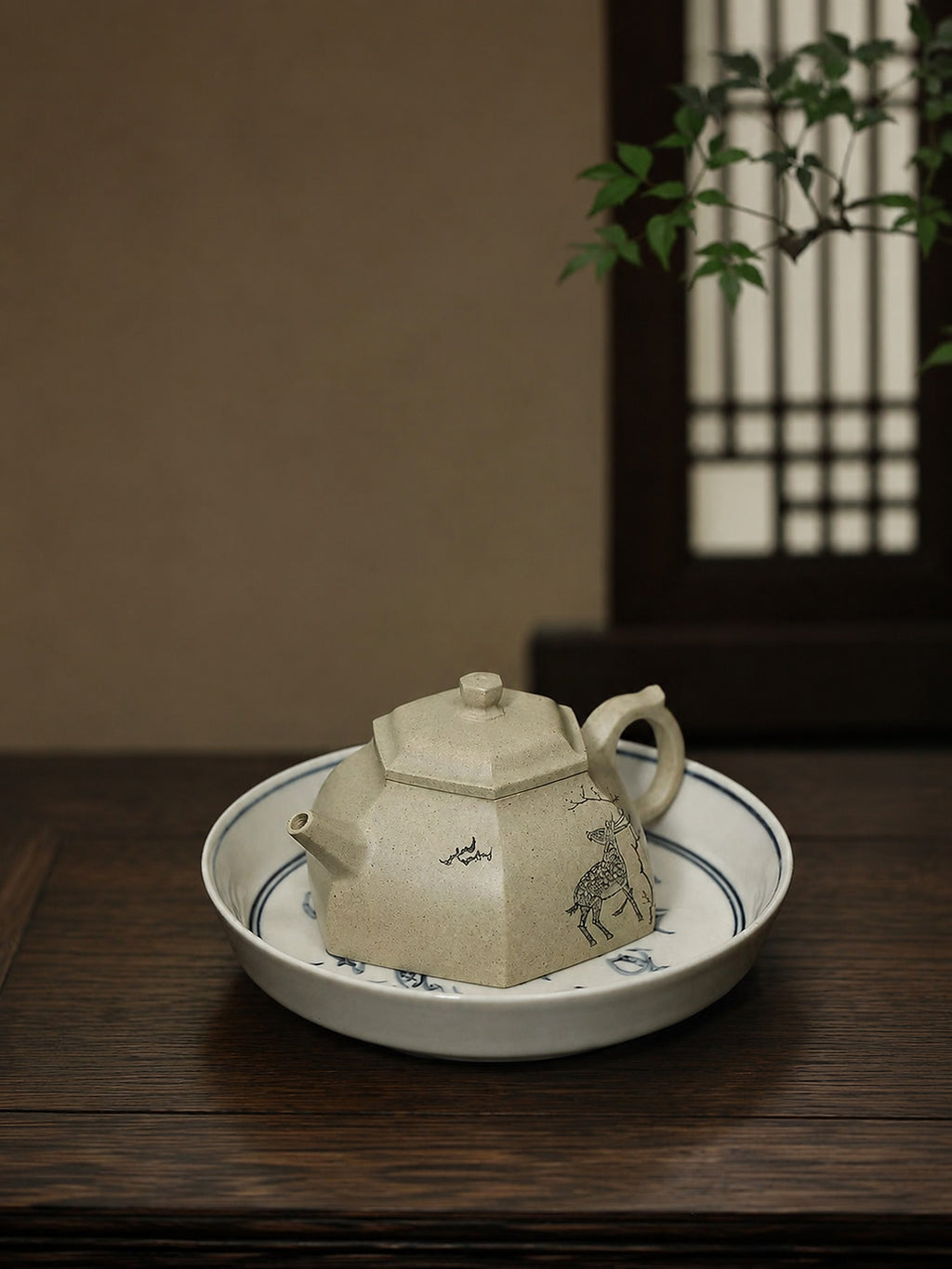 Product view 1 of 150ml Square Form zisha teapot in Benshan Luni Clay, No. 419