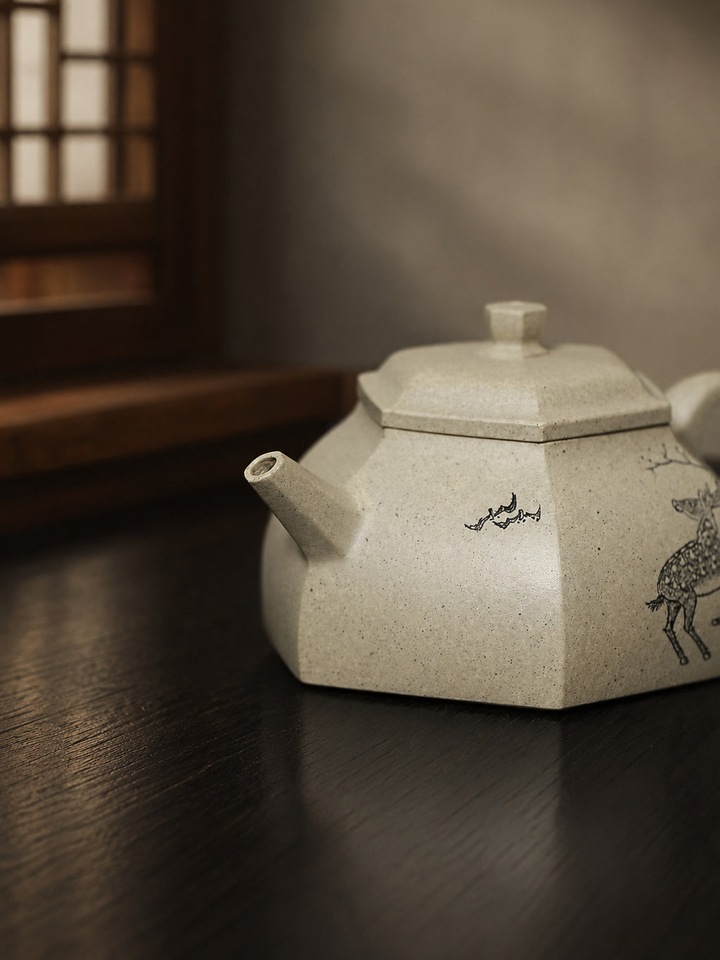 Product view 3 of 150ml Square Form zisha teapot in Benshan Luni Clay, No. 419