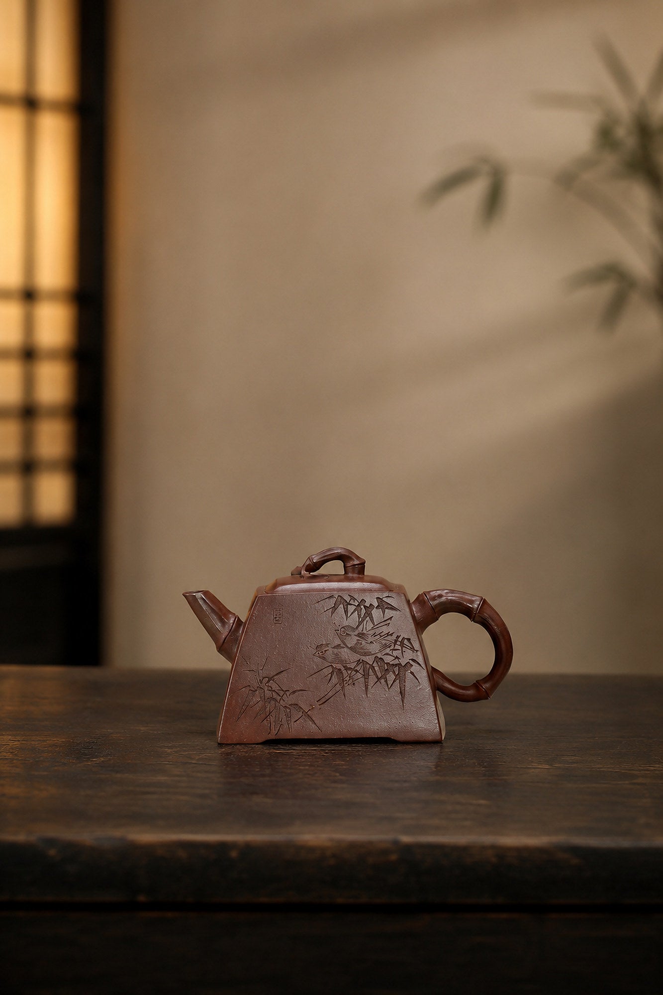 Product view 7 of 80ml Square Form zisha teapot in Dicaoqing Zini Clay, No. 360