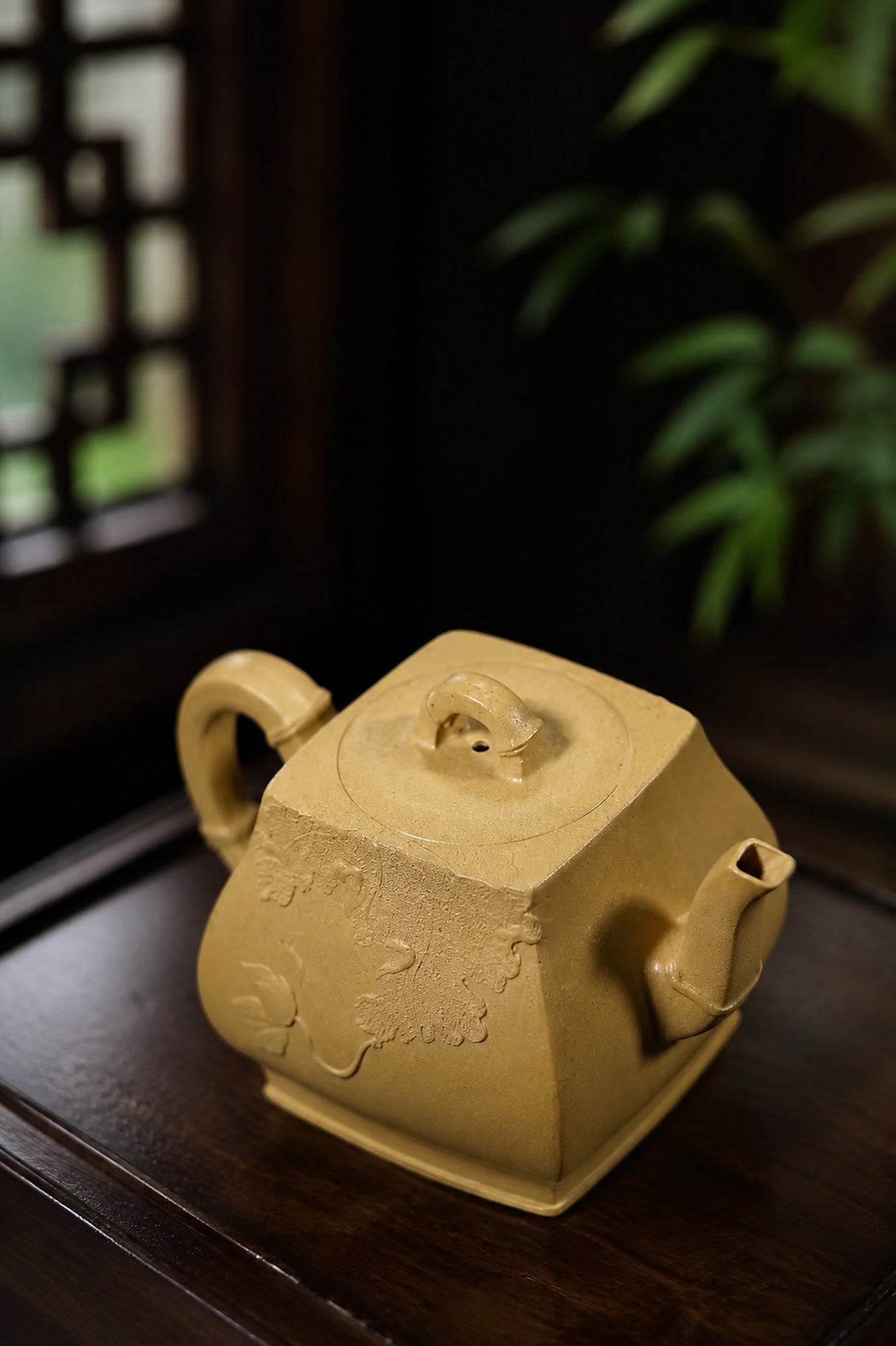 Product view 3 of 180ml Square Form zisha teapot in Golden Duanni Clay, No. 427