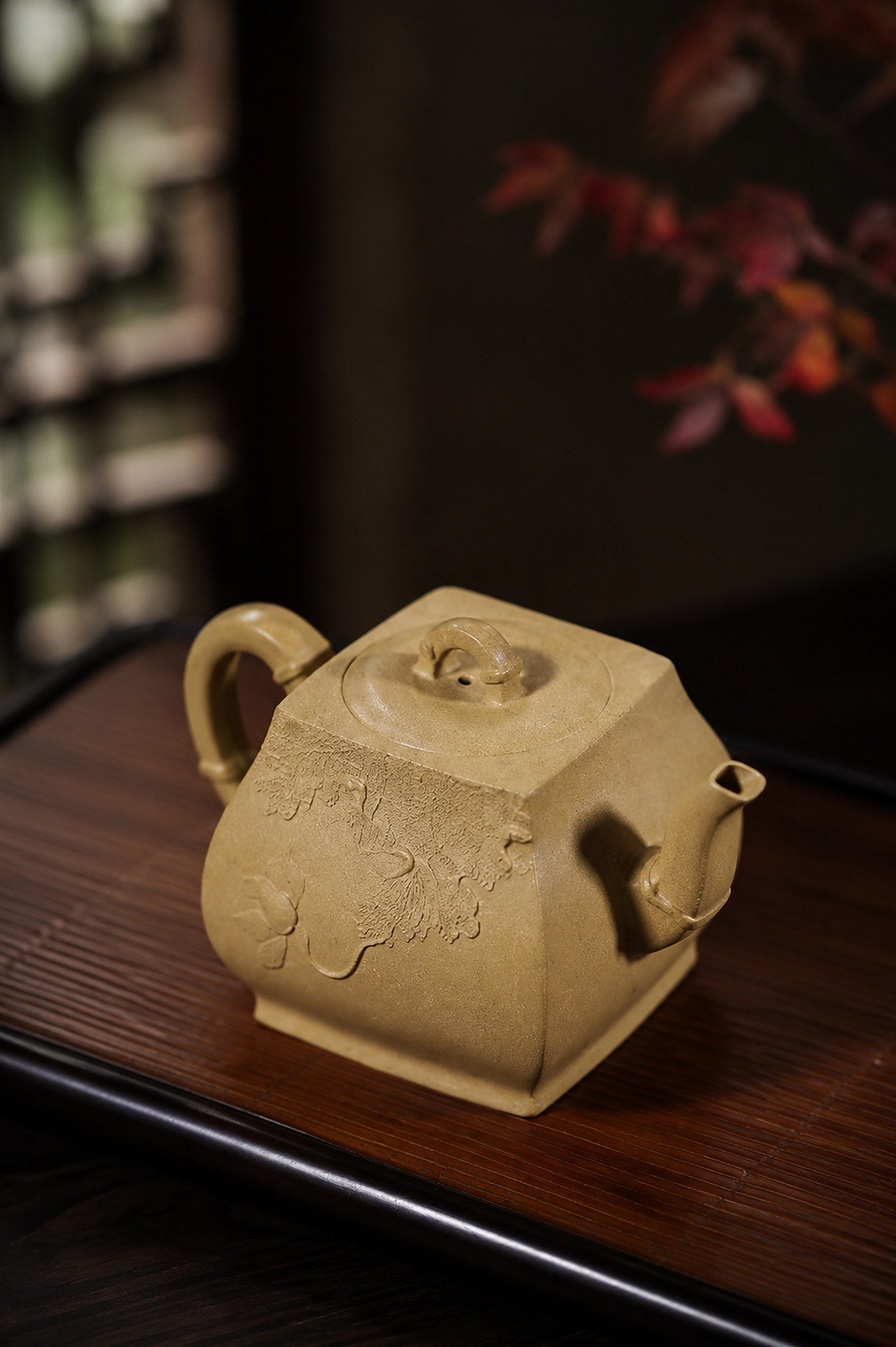 Product view 5 of 180ml Square Form zisha teapot in Golden Duanni Clay, No. 427