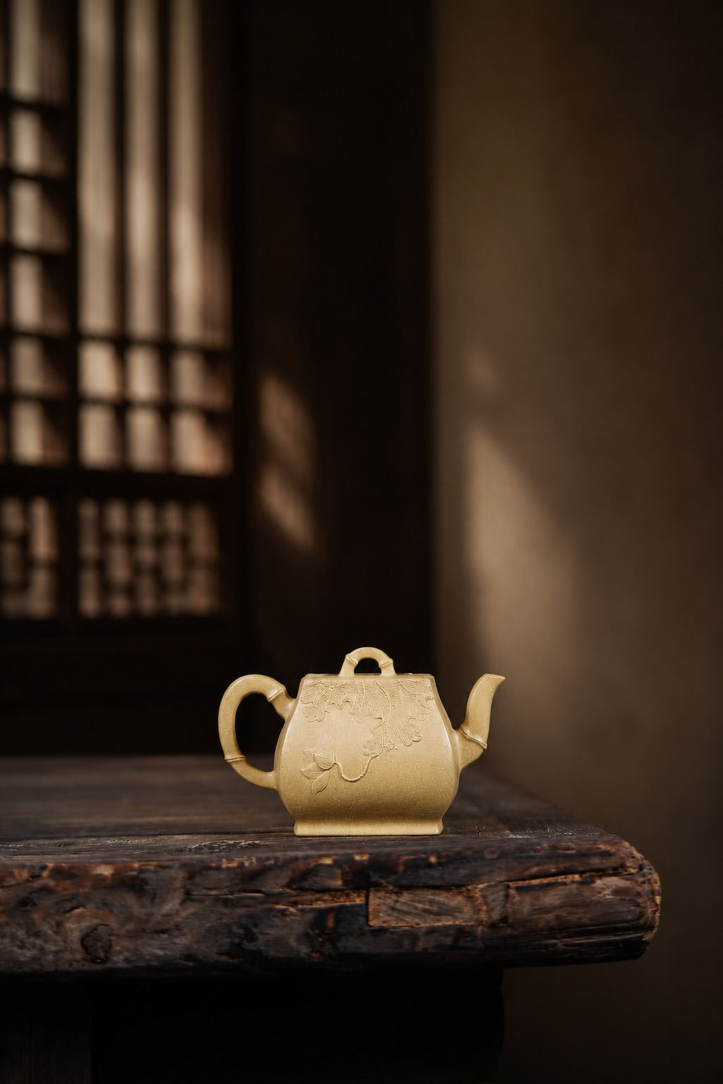Product view 6 of 180ml Square Form zisha teapot in Golden Duanni Clay, No. 427