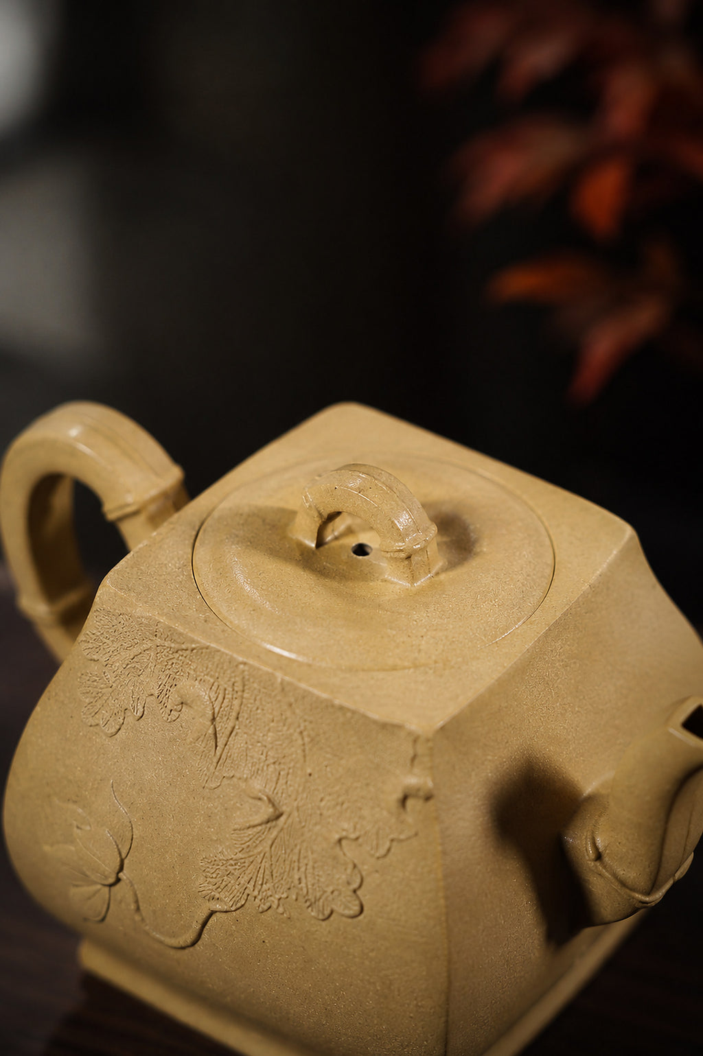 Product view 8 of 180ml Square Form zisha teapot in Golden Duanni Clay, No. 427