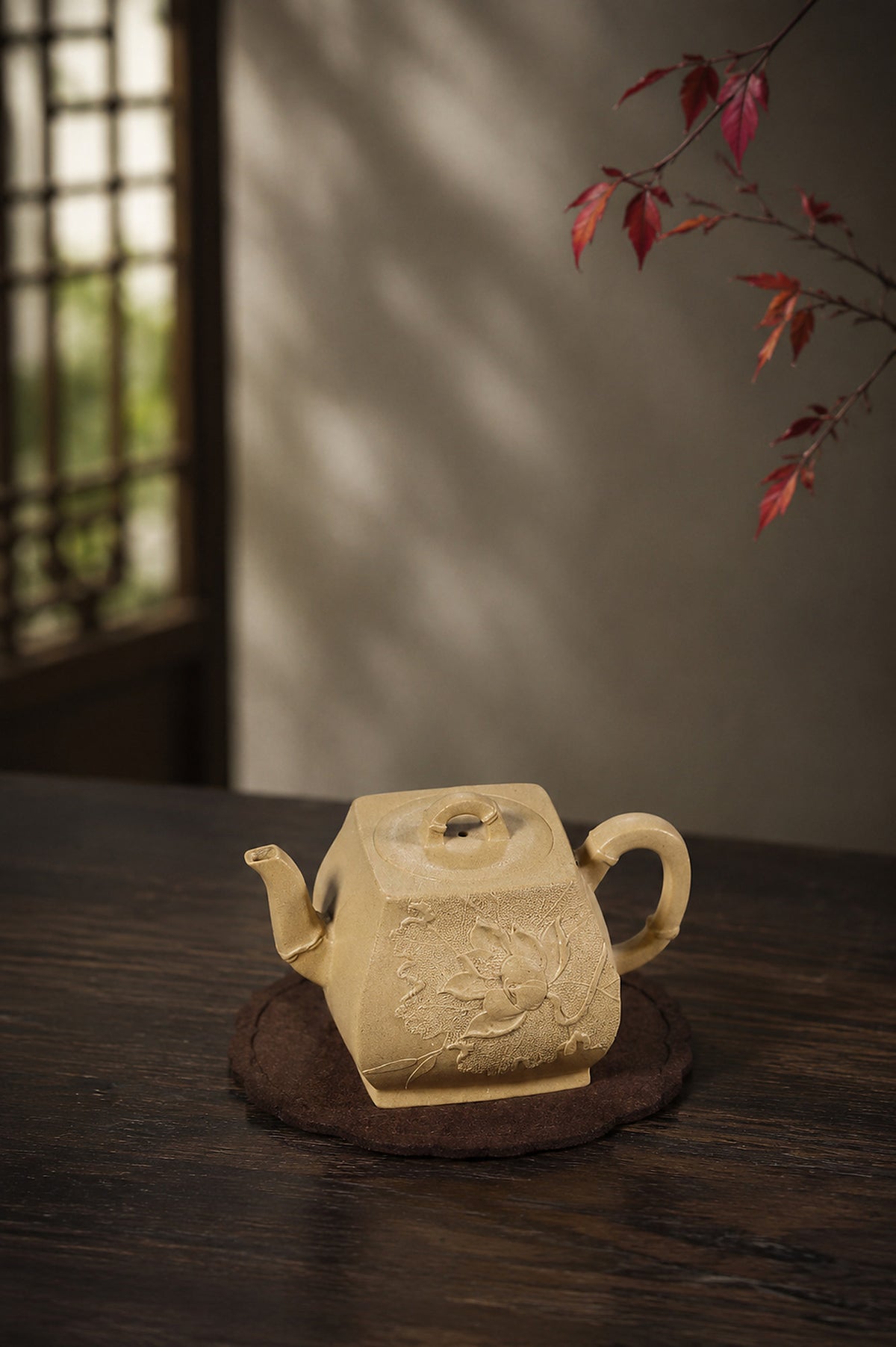 Product view 9 of 180ml Square Form zisha teapot in Golden Duanni Clay, No. 427