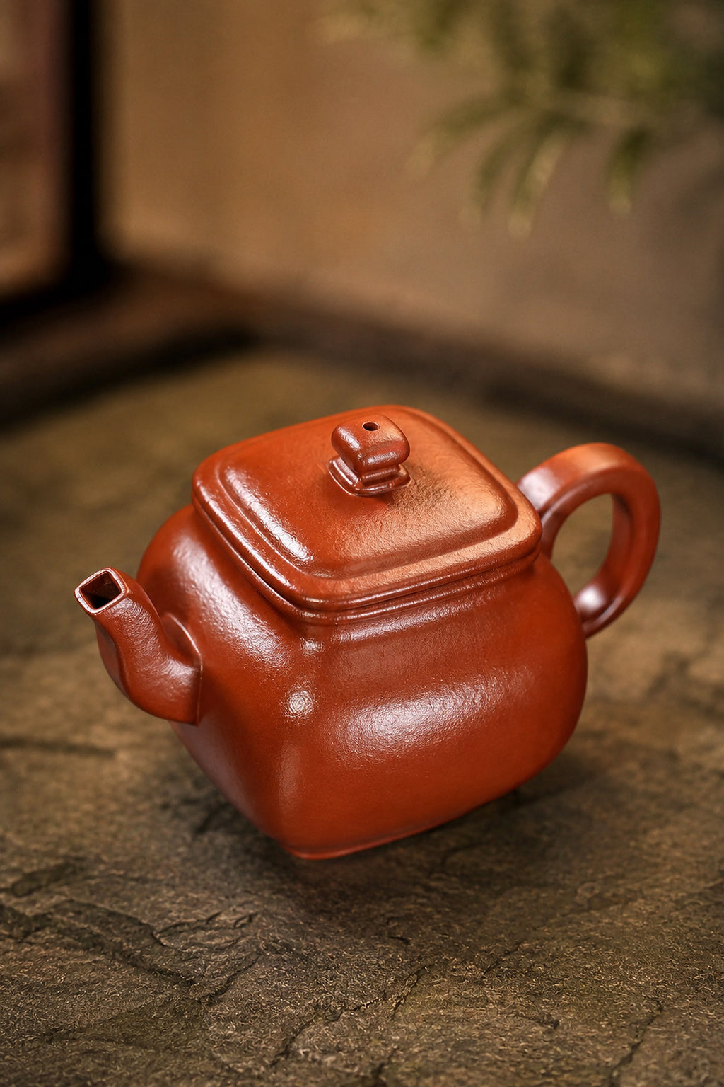 Product view 3 of 130ml Square Form zisha teapot in Zhuni Clay, No. 386