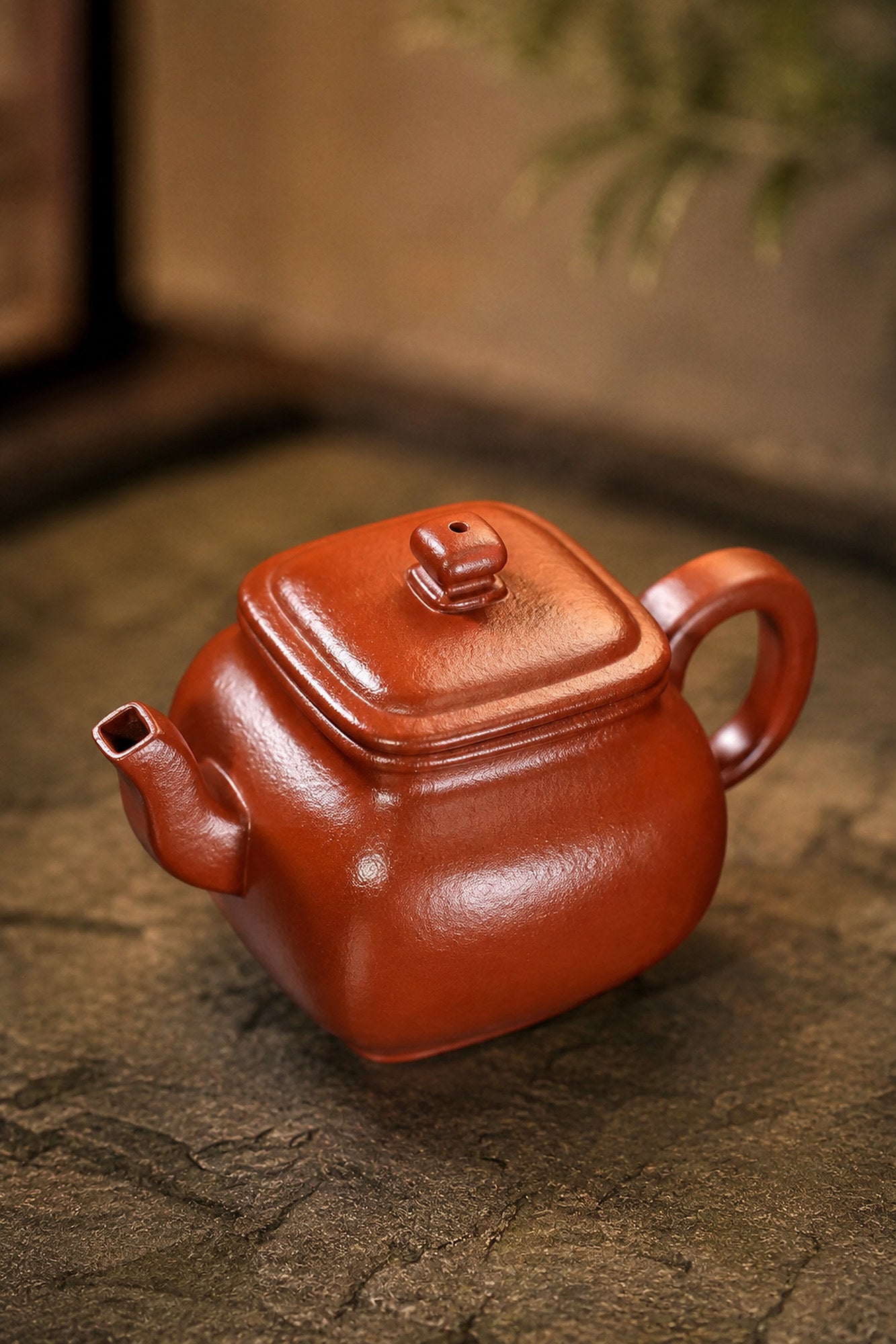 Product view 3 of 130ml Square Form zisha teapot in Zhuni Clay, No. 386