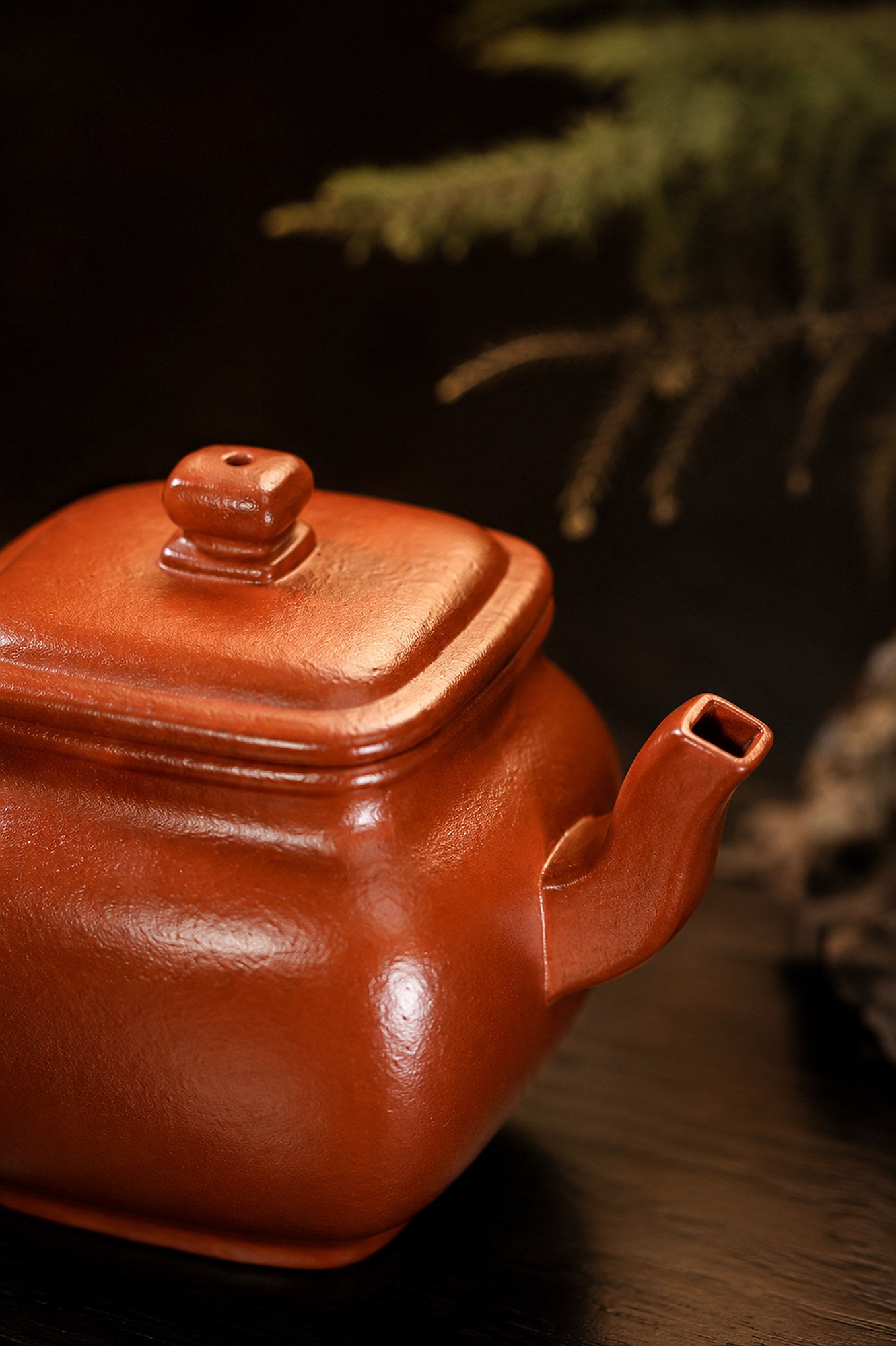 Product view 5 of 130ml Square Form zisha teapot in Zhuni Clay, No. 386