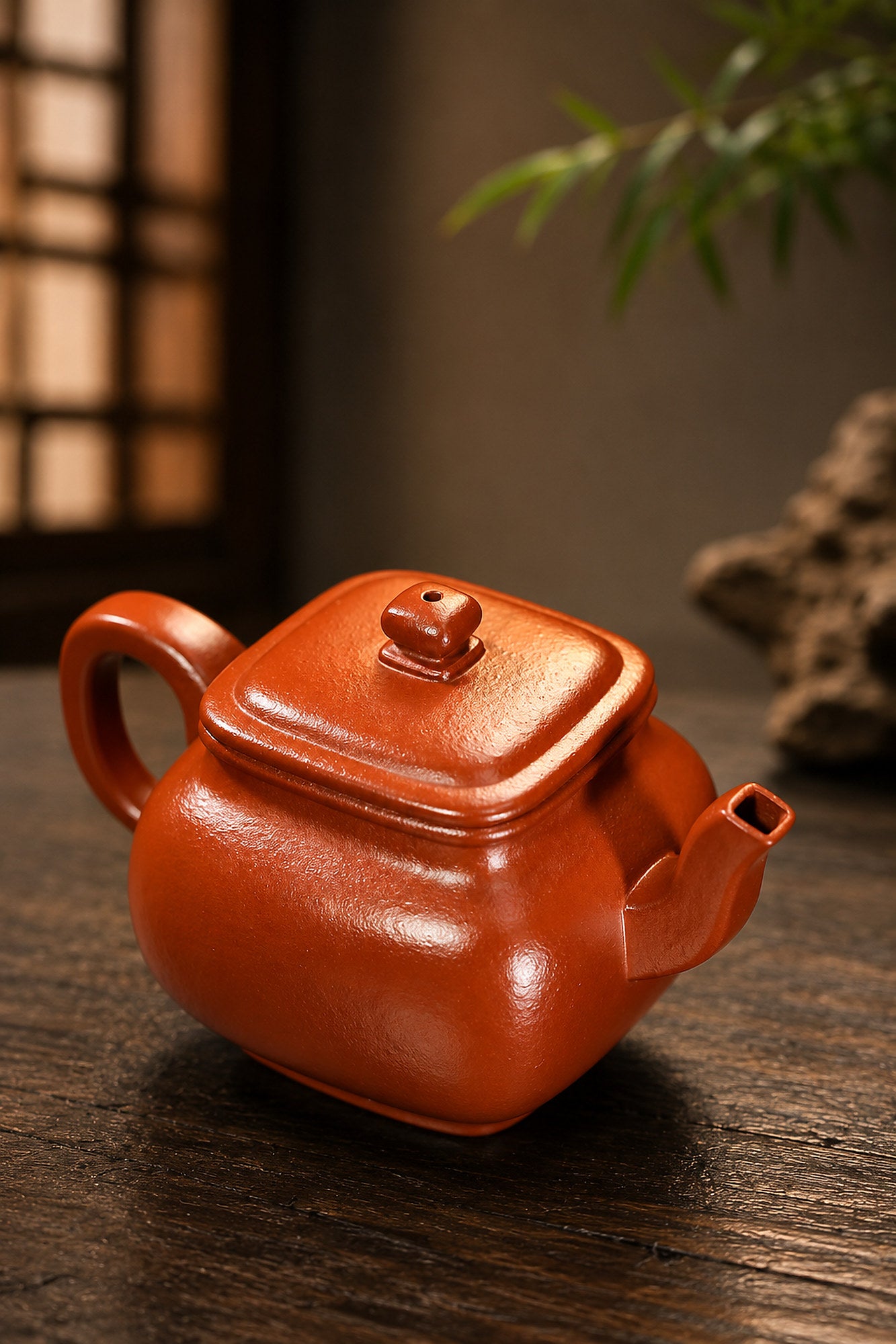 Product view 7 of 130ml Square Form zisha teapot in Zhuni Clay, No. 386