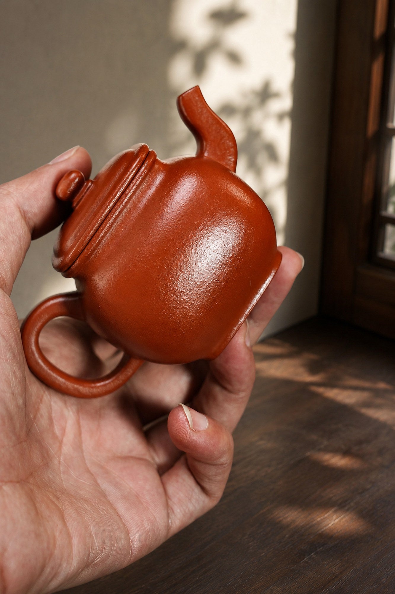 Product view 9 of 130ml Square Form zisha teapot in Zhuni Clay, No. 386