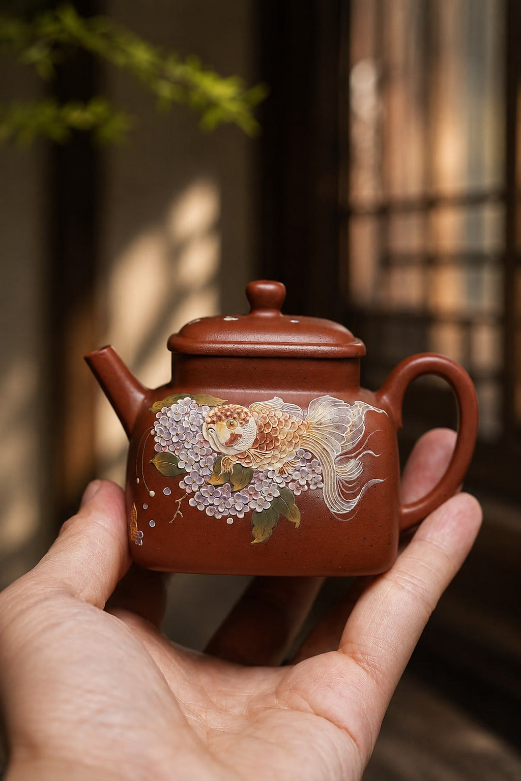 Product view 2 of 160ml Square Form zisha teapot in Zhuni Clay, No. 425