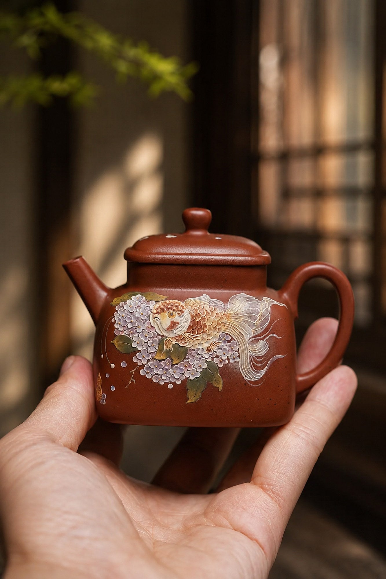 Product view 2 of 160ml Square Form zisha teapot in Zhuni Clay, No. 425