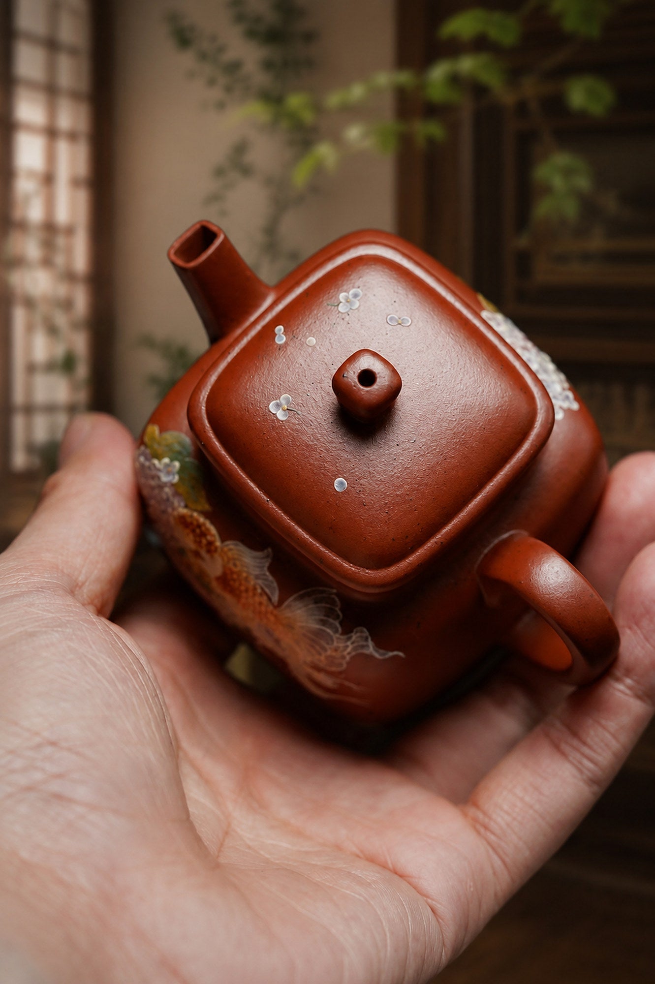 Product view 3 of 160ml Square Form zisha teapot in Zhuni Clay, No. 425